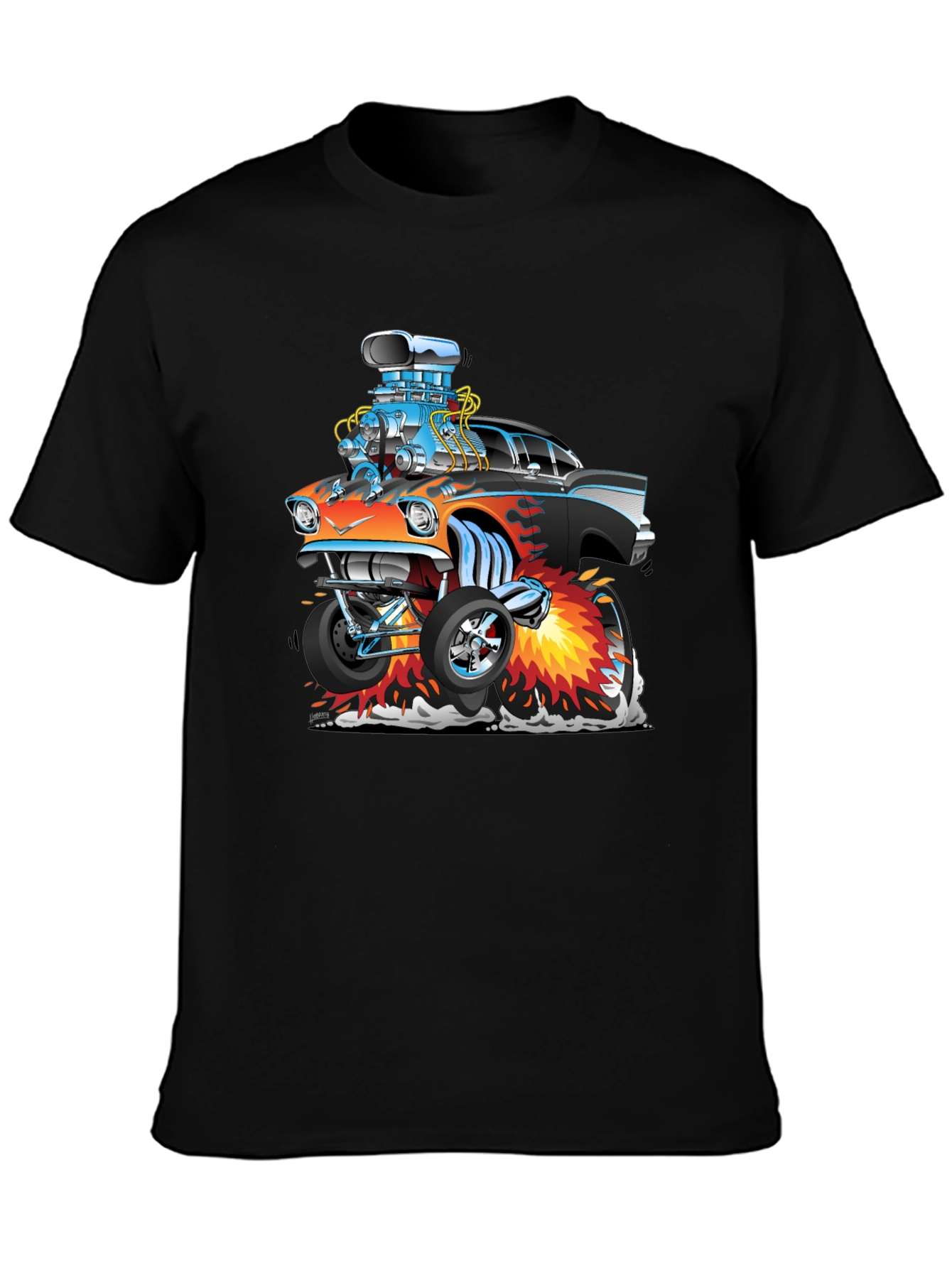 Cartoon Hot Rod T-Shirt - Black