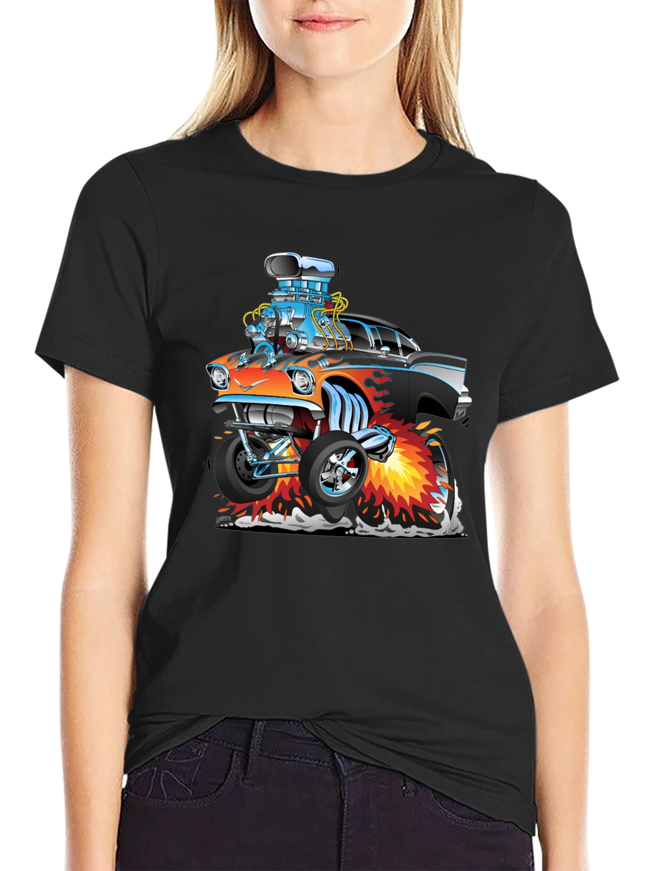 Cartoon Hot Rod T-Shirt - Black