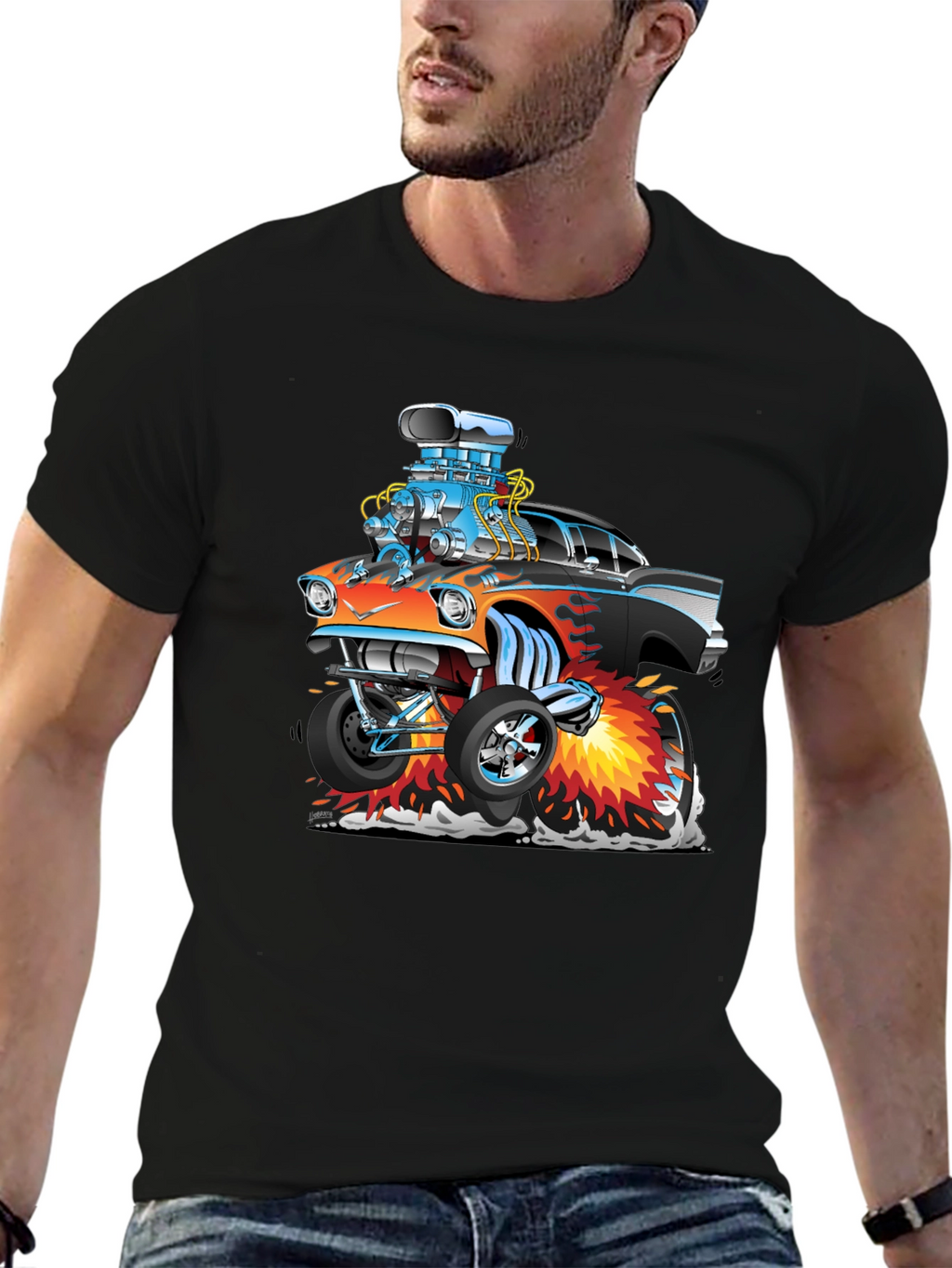Cartoon Hot Rod T-Shirt - Black