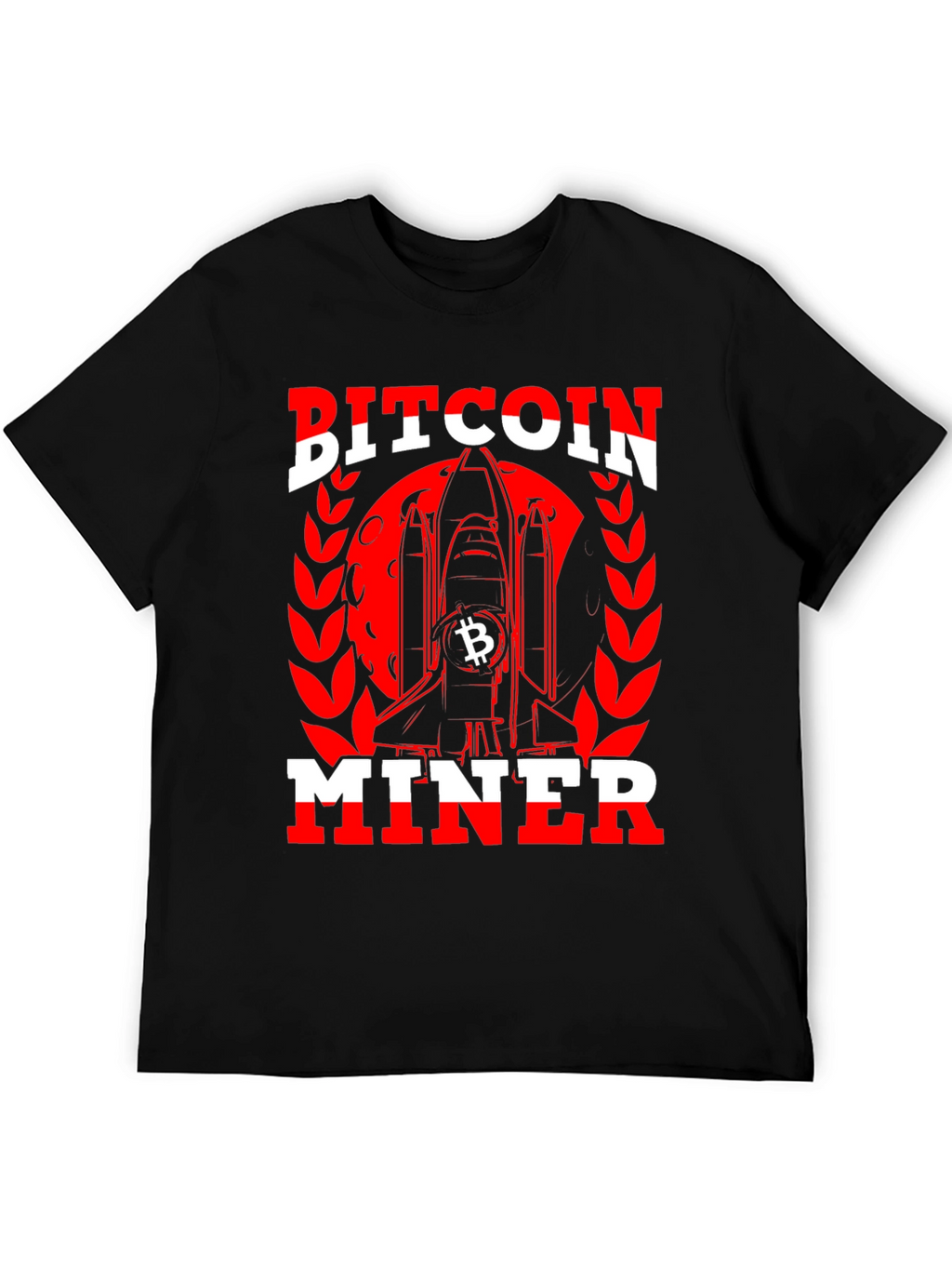 Bitcoin Miner Black T-Shirt - Crypto Rocket Design
