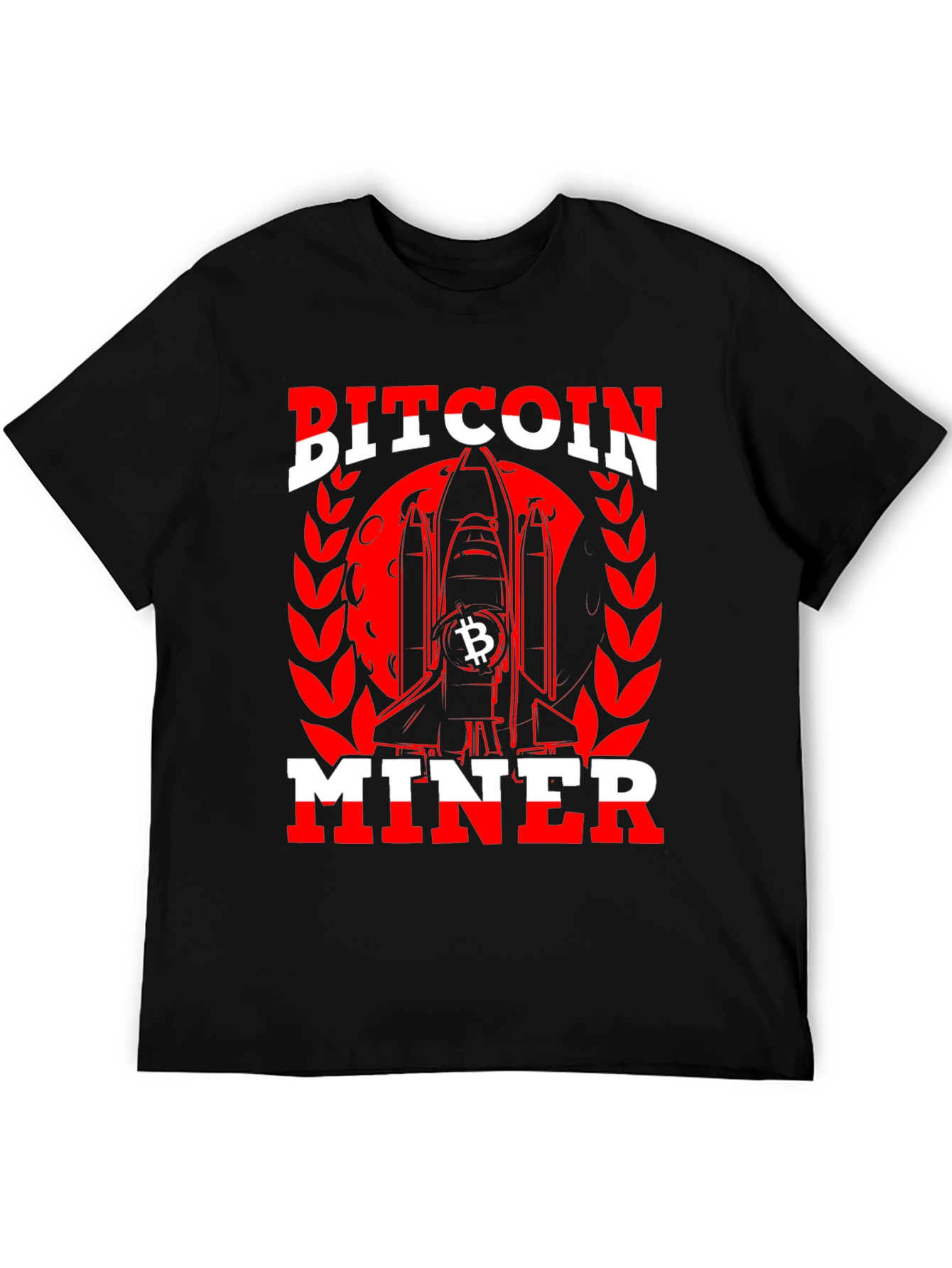 Bitcoin Miner Black T-Shirt - Crypto Rocket Design