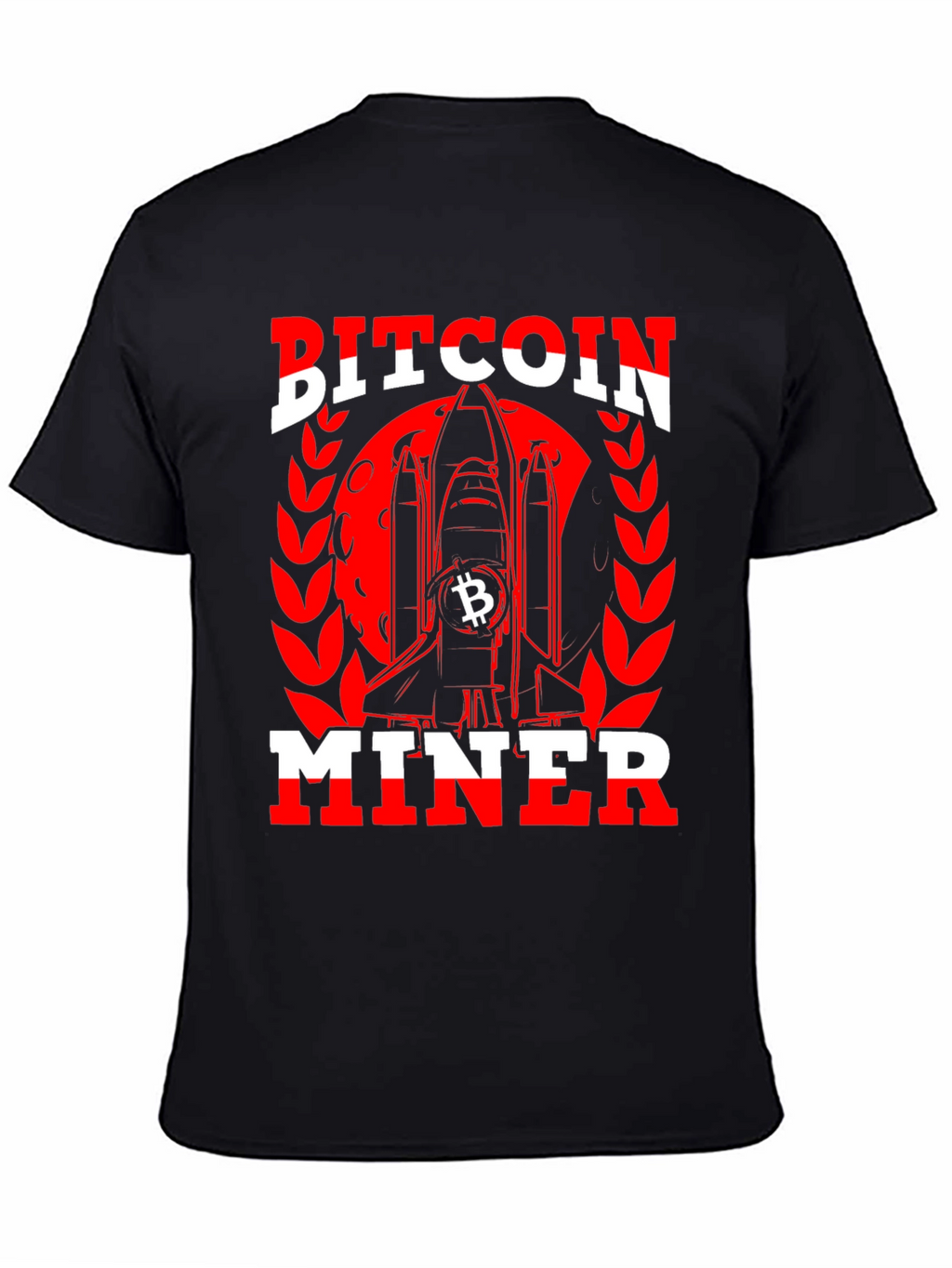 Bitcoin Miner Black T-Shirt - Crypto Rocket Design