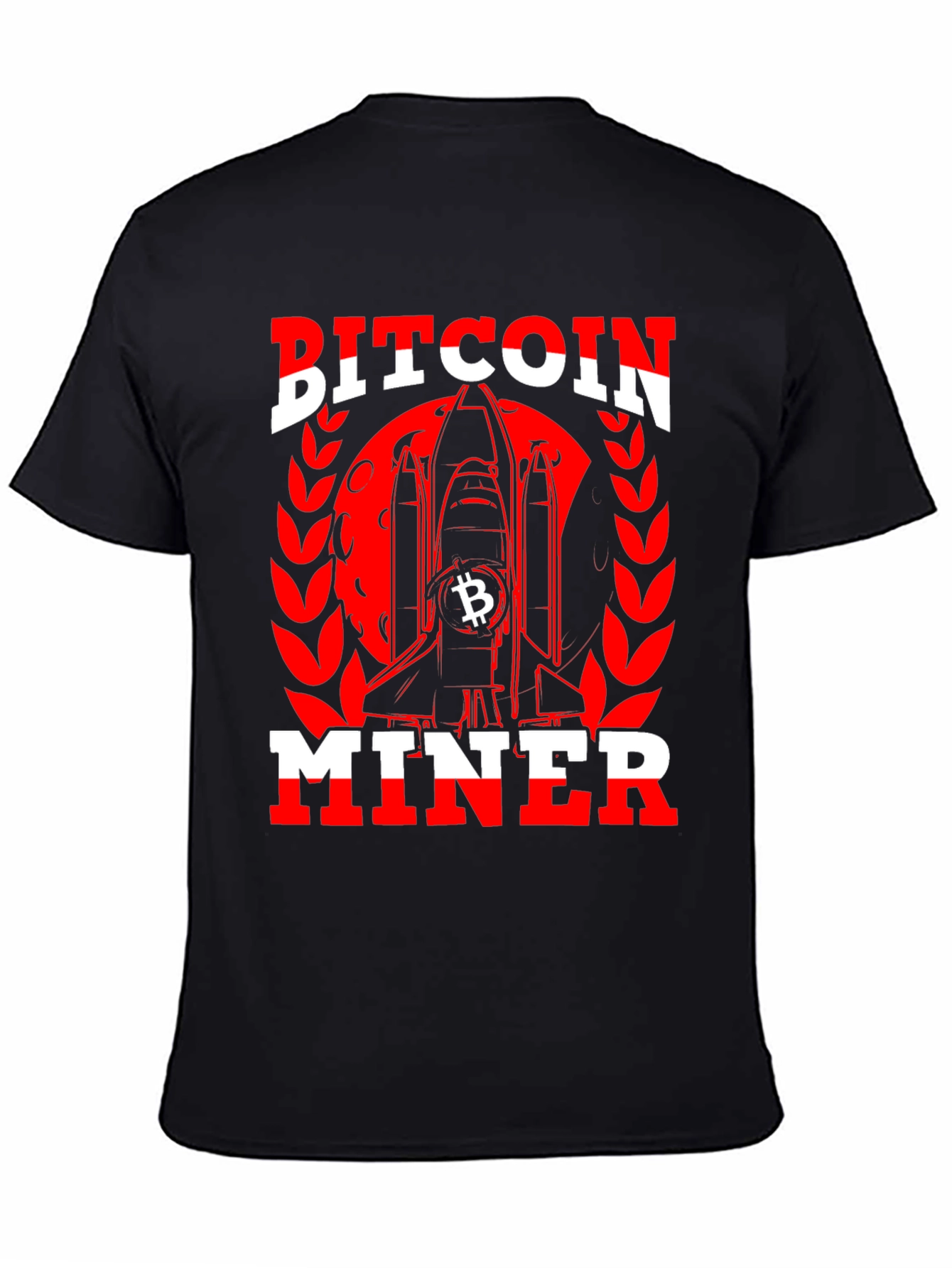 Bitcoin Miner Black T-Shirt - Crypto Rocket Design