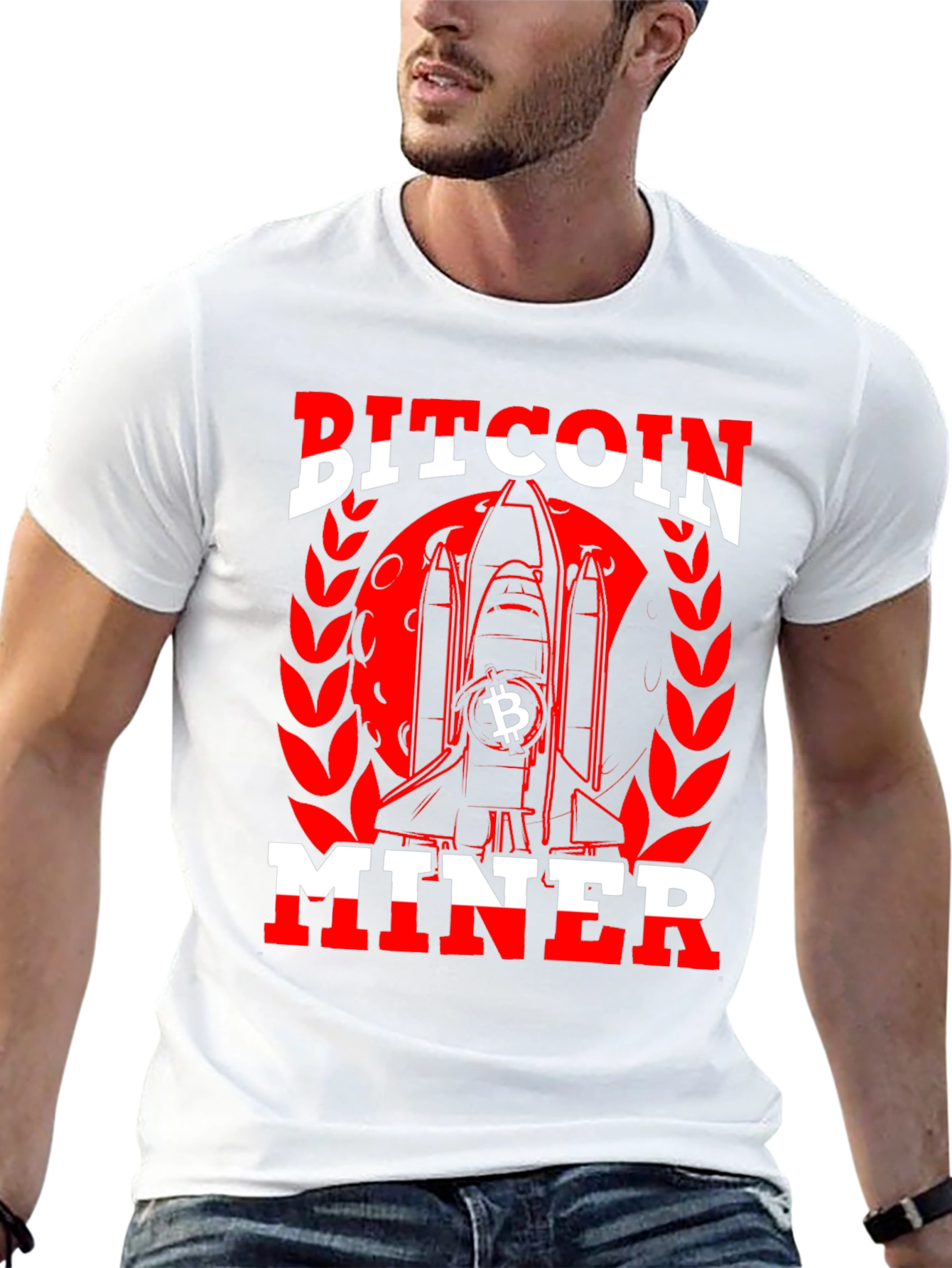 Bitcoin Miner Black T-Shirt - Crypto Rocket Design