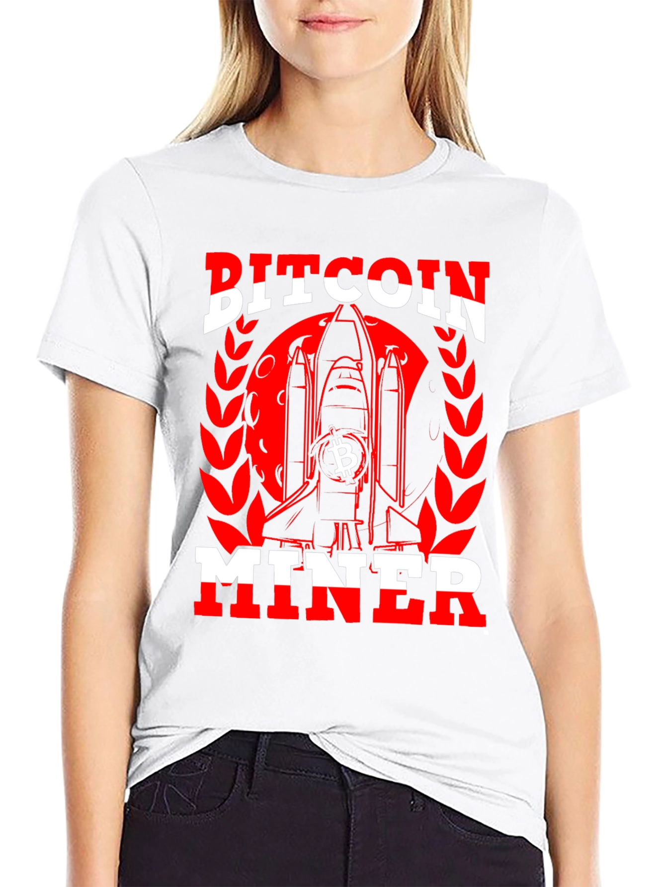 Bitcoin Miner Black T-Shirt - Crypto Rocket Design