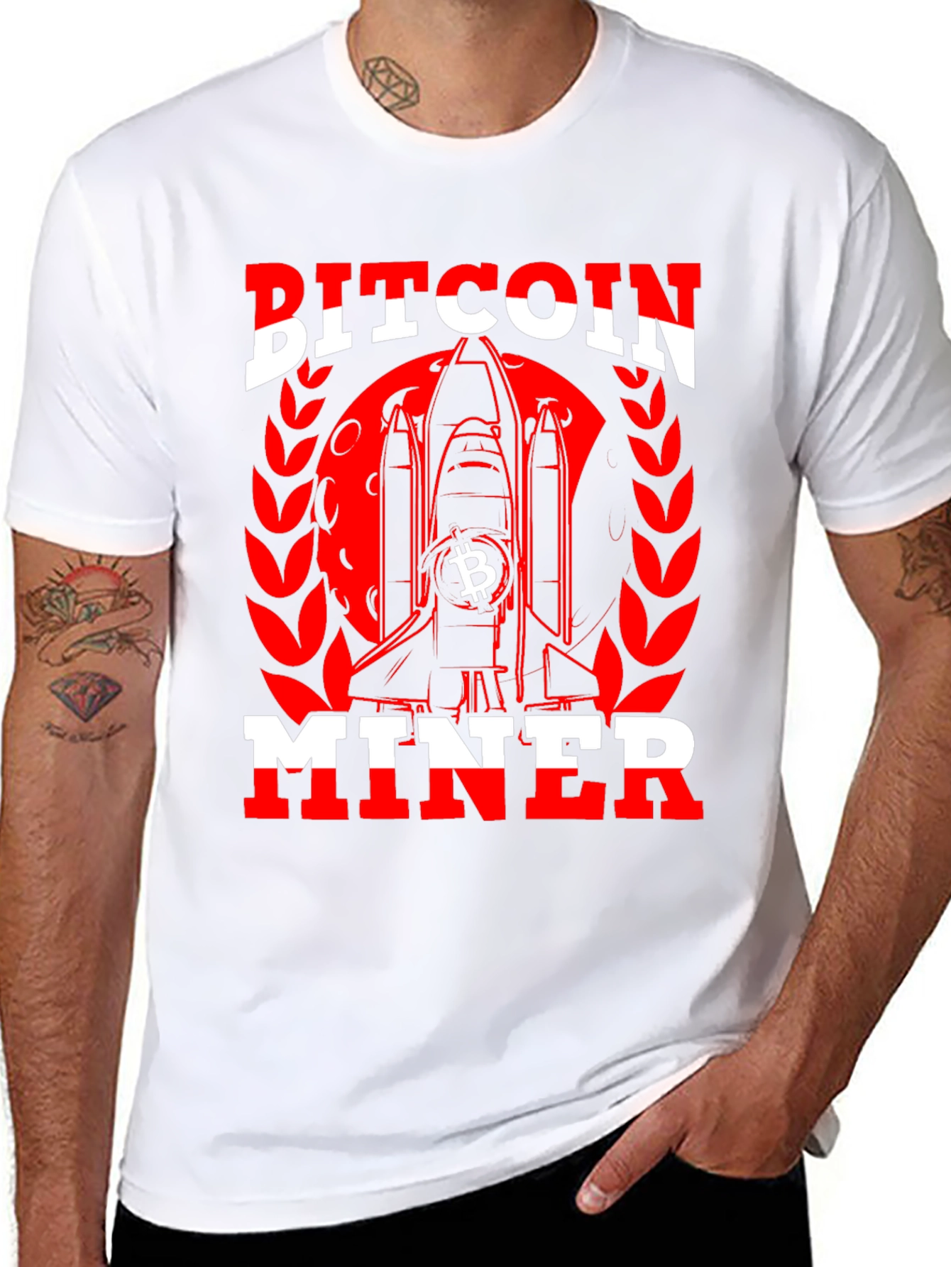 Bitcoin Miner Black T-Shirt - Crypto Rocket Design