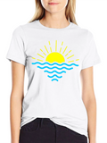 Sunset Waves Graphic Tee - Stylish Black T-Shirt