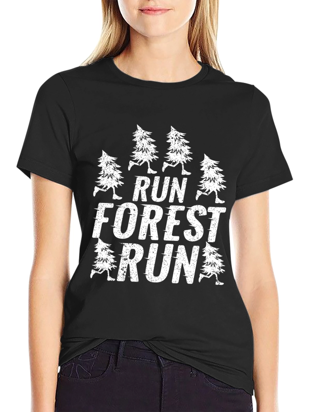 Run Forest Run Black Graphic Tee