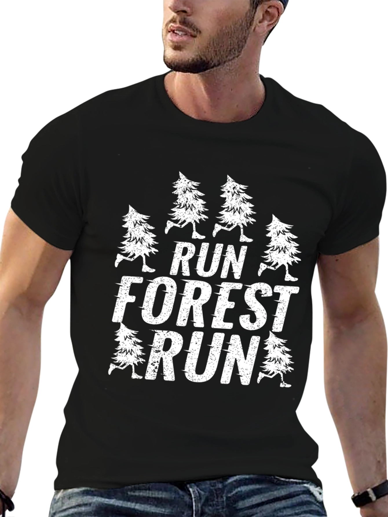 Run Forest Run Black Graphic Tee