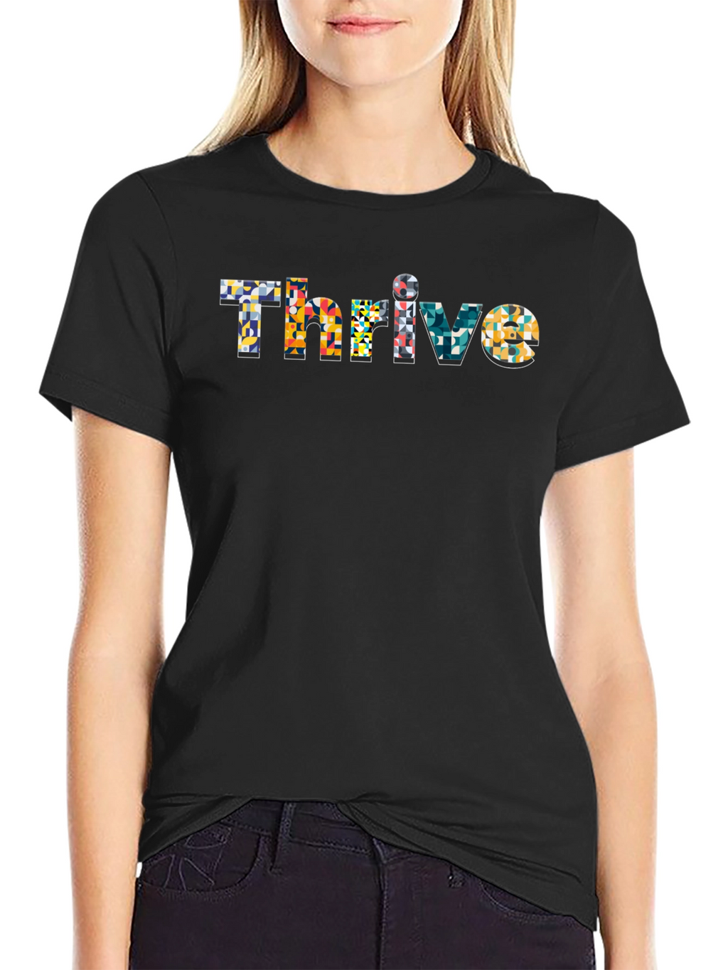 Thrive Graphic Tee - Abstract Design Black T-Shirt