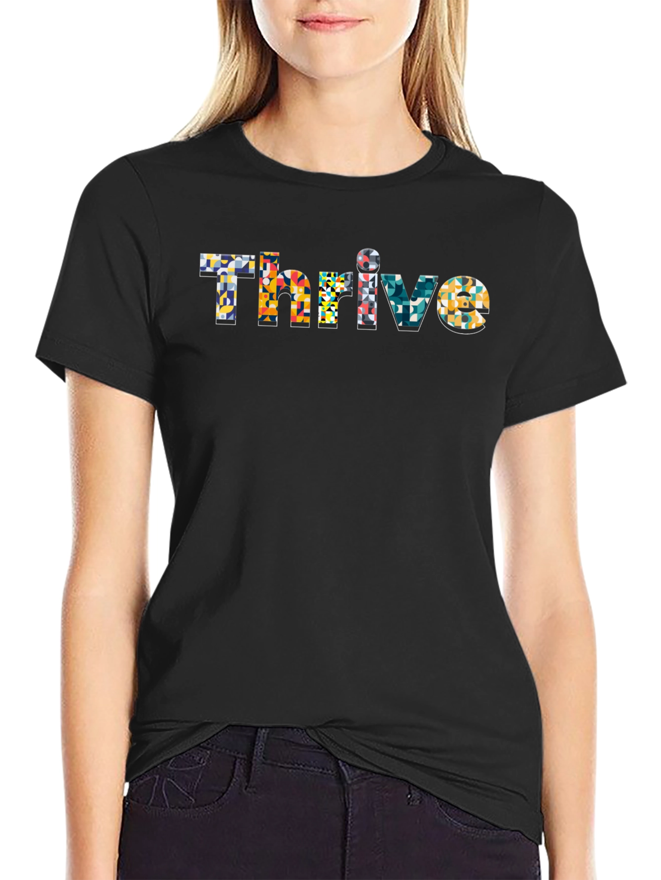 Thrive Graphic Tee - Abstract Design Black T-Shirt