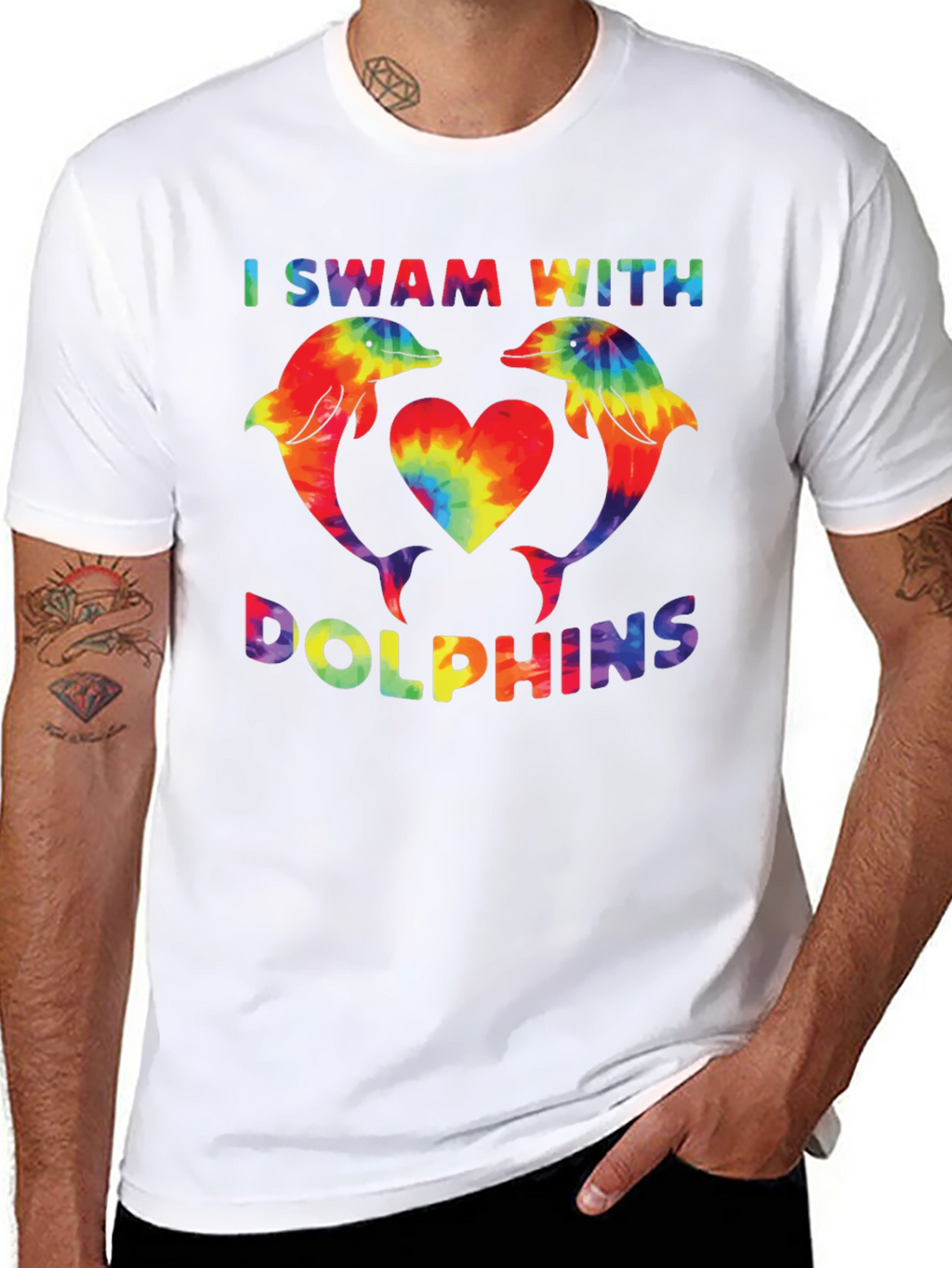 I Swam With Dolphins T-Shirt Tie Dye Graphic Tee