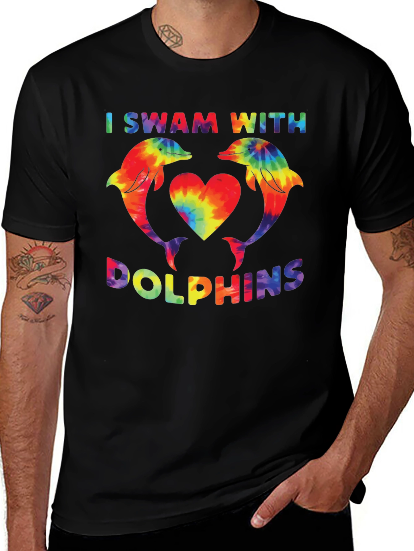I Swam With Dolphins T-Shirt Tie Dye Graphic Tee