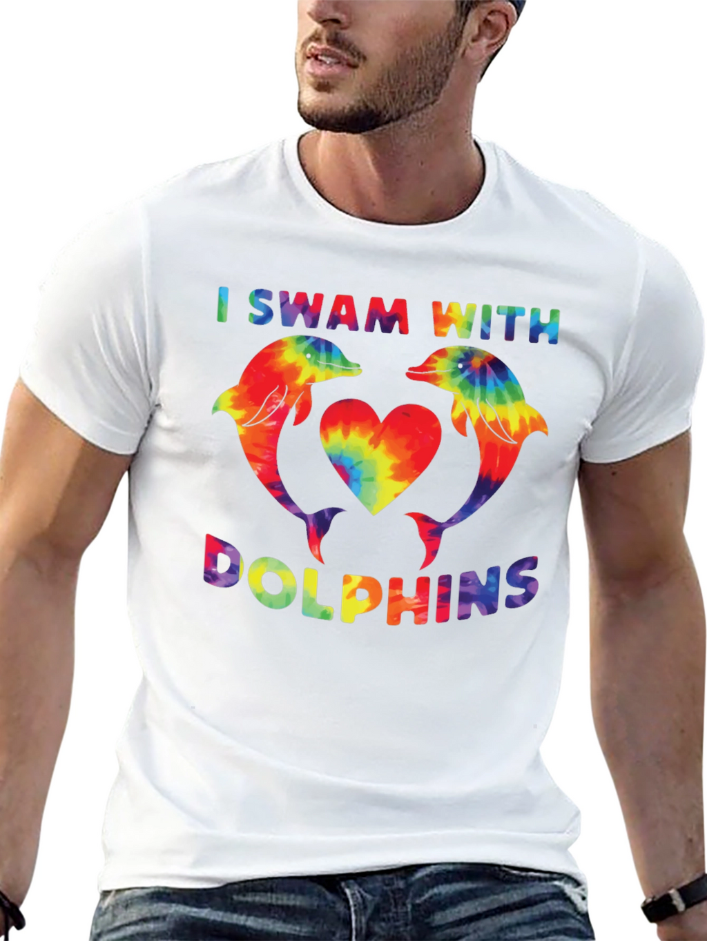I Swam With Dolphins T-Shirt Tie Dye Graphic Tee
