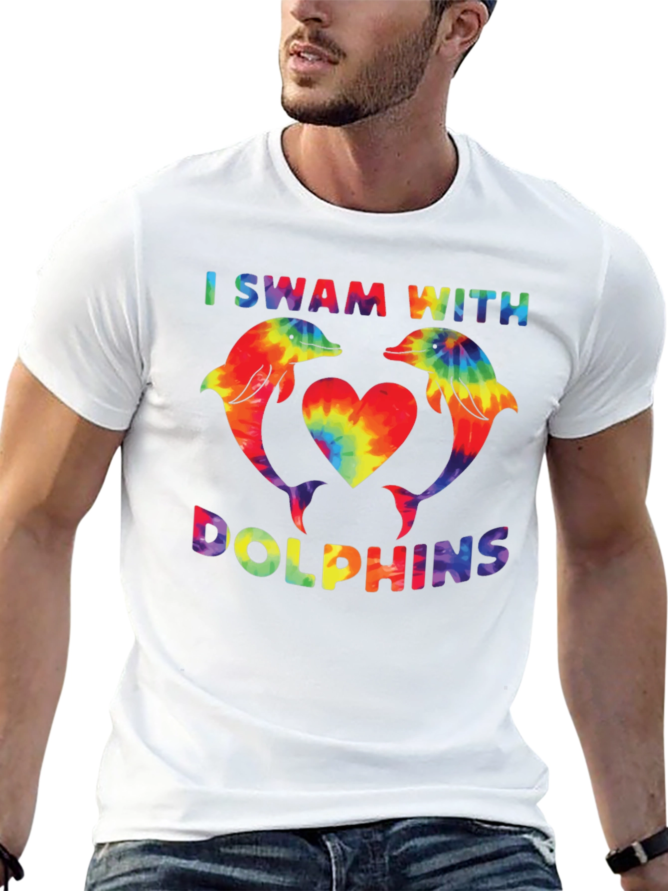 I Swam With Dolphins T-Shirt Tie Dye Graphic Tee