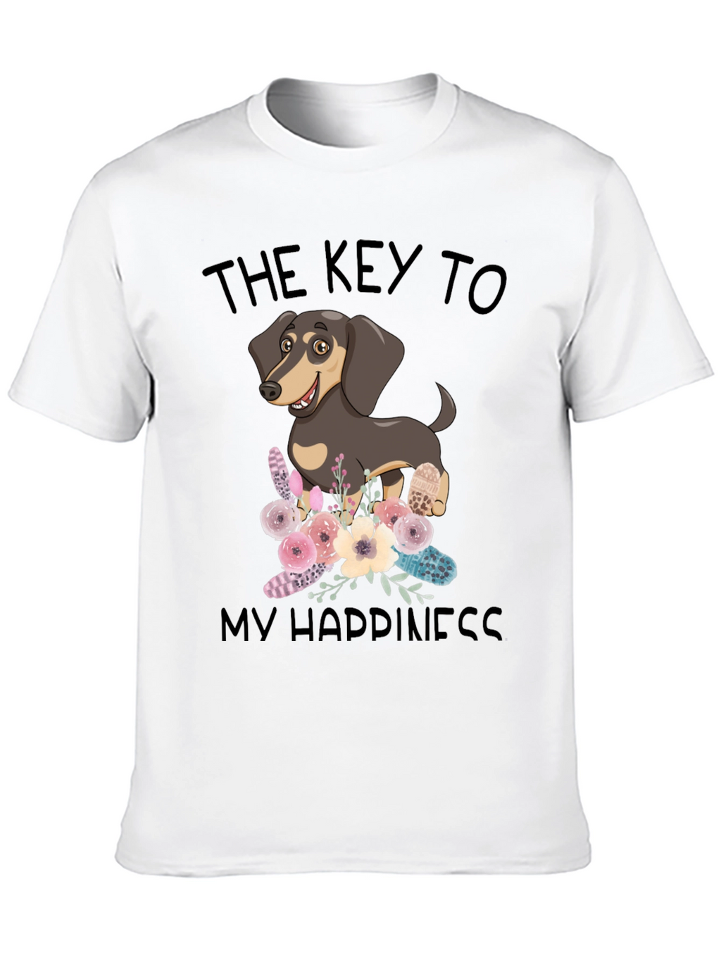 Dog Lover Tee: Key to Happiness Black T-Shirt