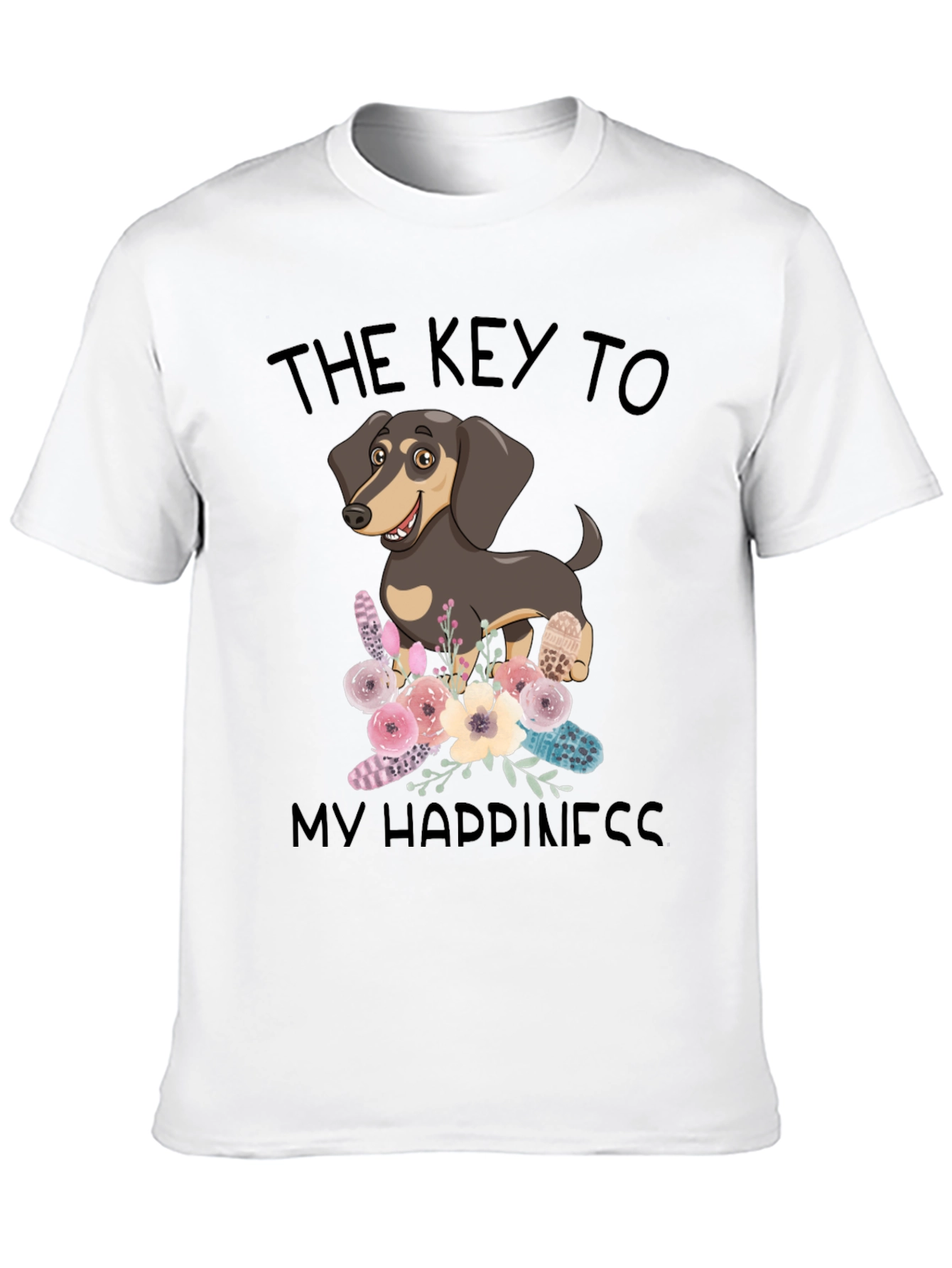 Dog Lover Tee: Key to Happiness Black T-Shirt
