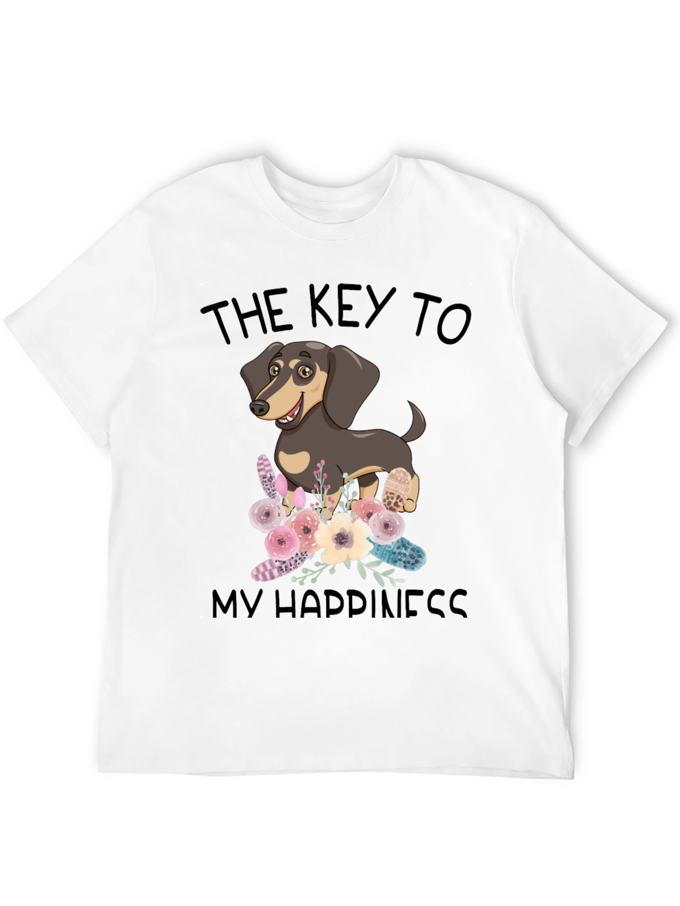 Dog Lover Tee: Key to Happiness Black T-Shirt