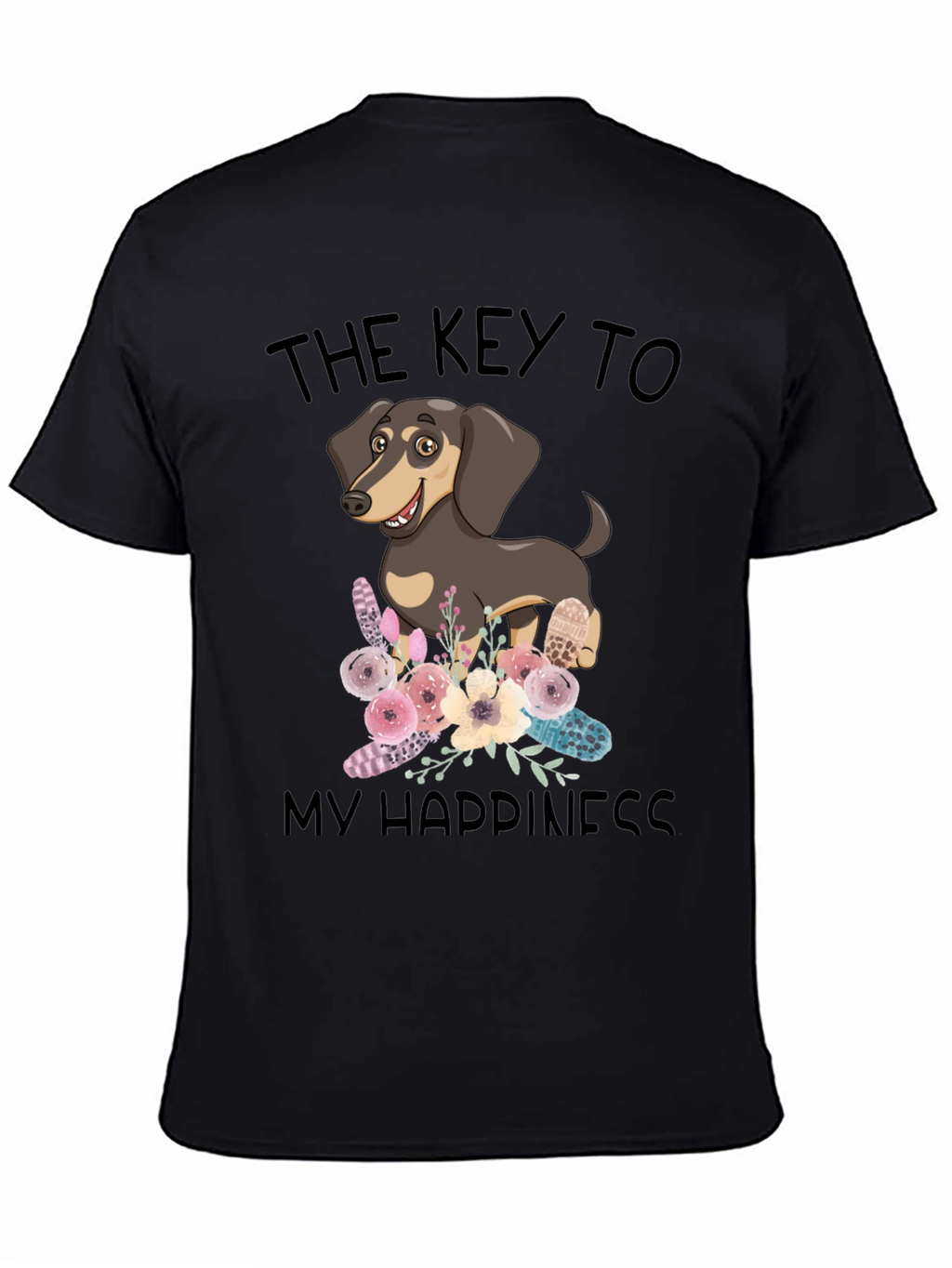 Dog Lover Tee: Key to Happiness Black T-Shirt