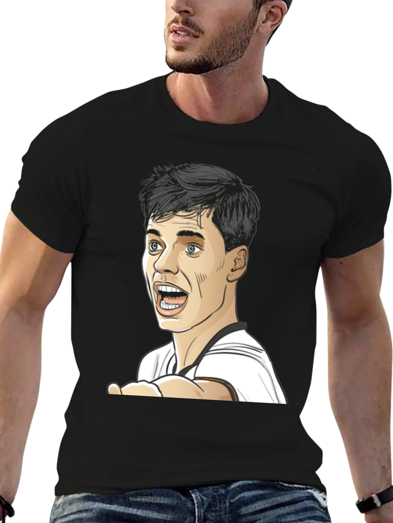 Cartoon Face Black T-Shirt