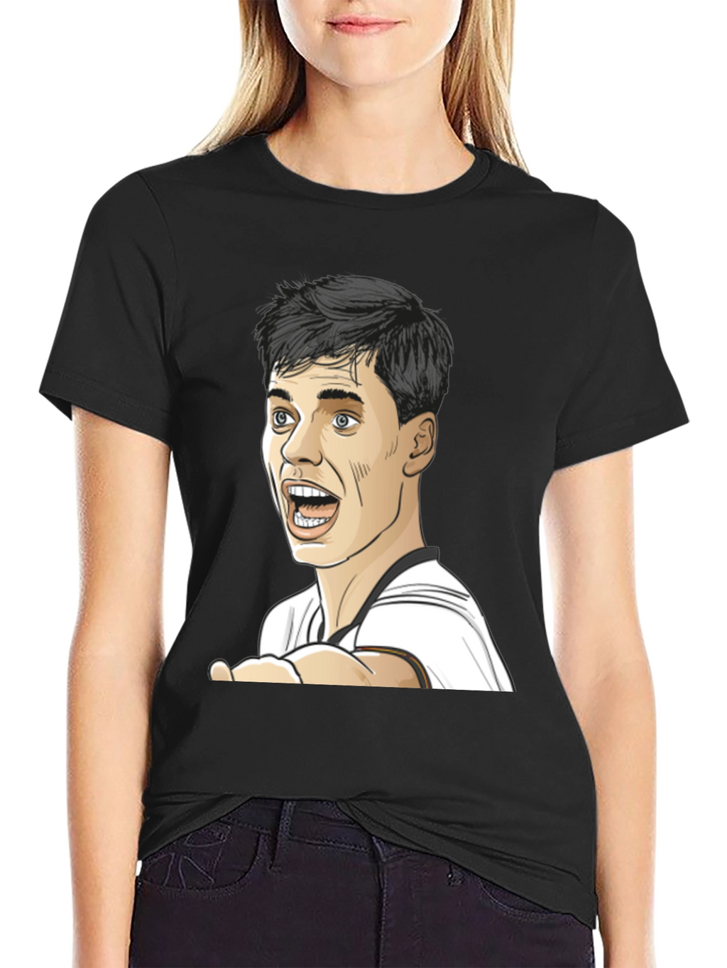 Cartoon Face Black T-Shirt
