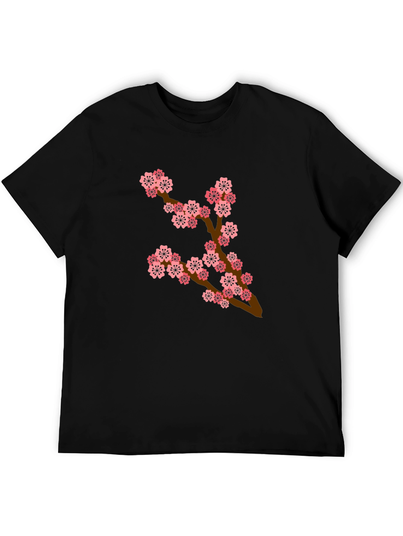 Blossom Branch T-Shirt - Casual Black Tee