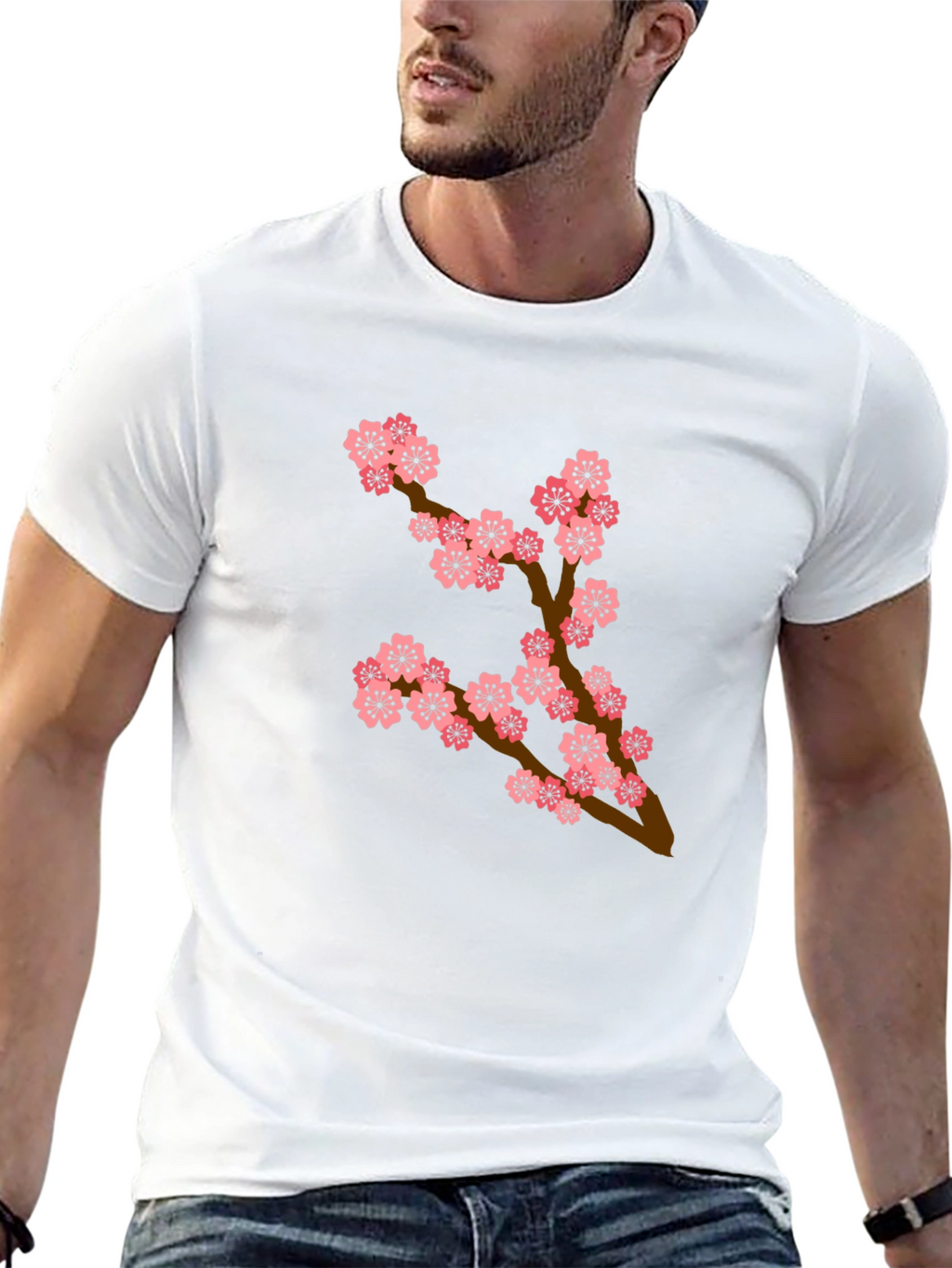 Blossom Branch T-Shirt - Casual Black Tee