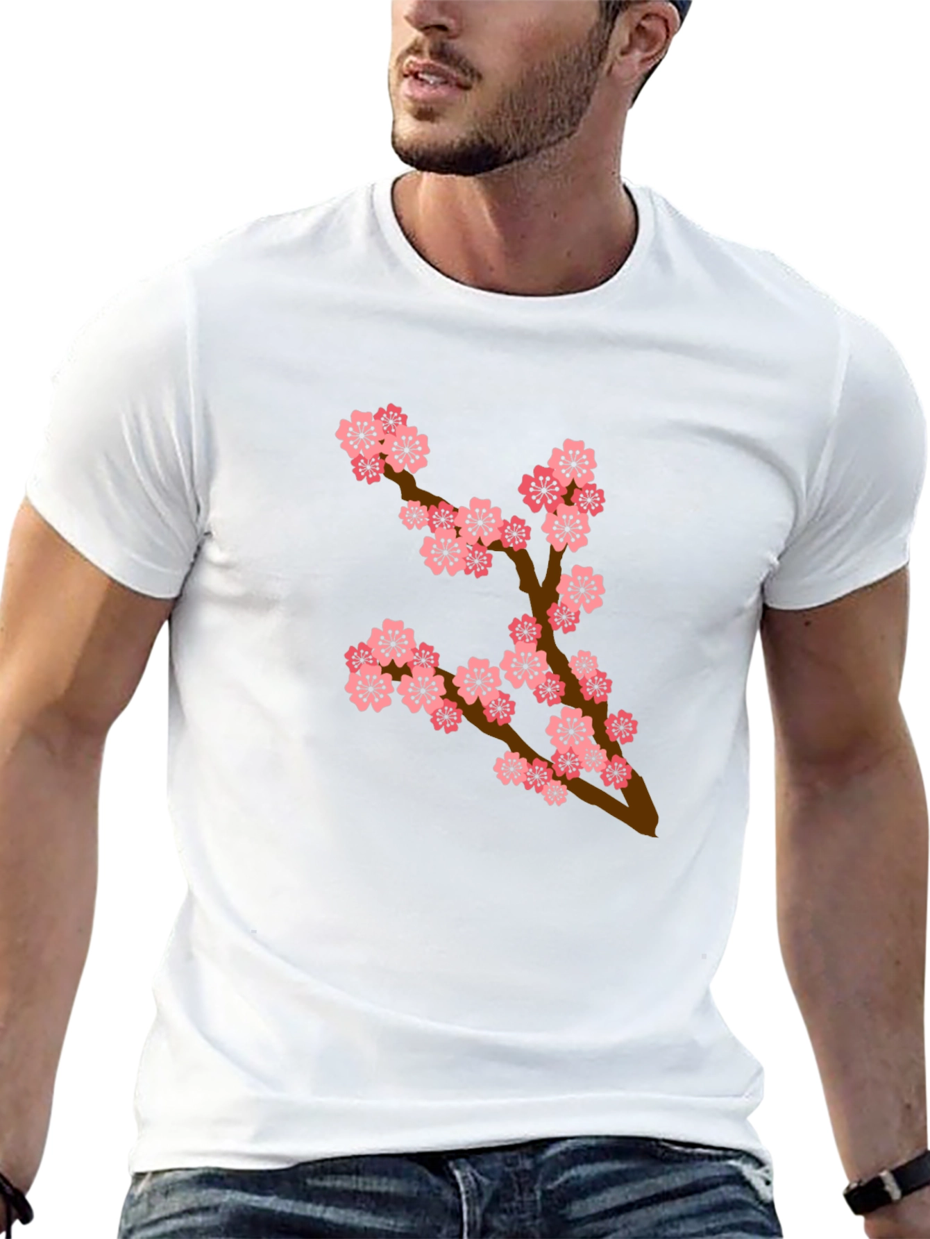 Blossom Branch T-Shirt - Casual Black Tee