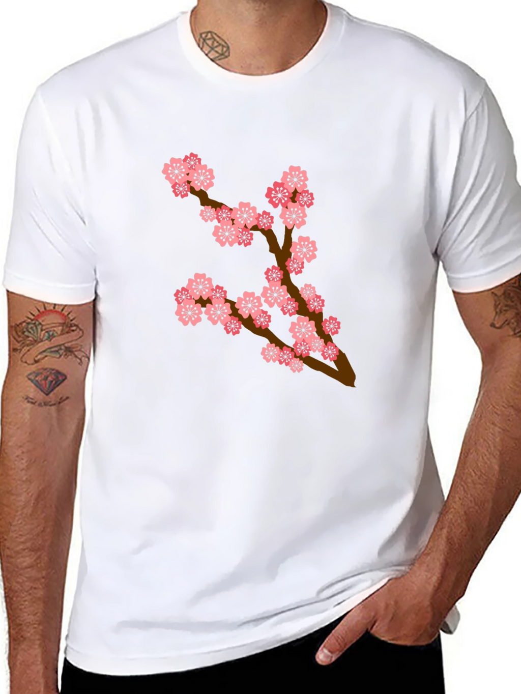 Blossom Branch T-Shirt - Casual Black Tee