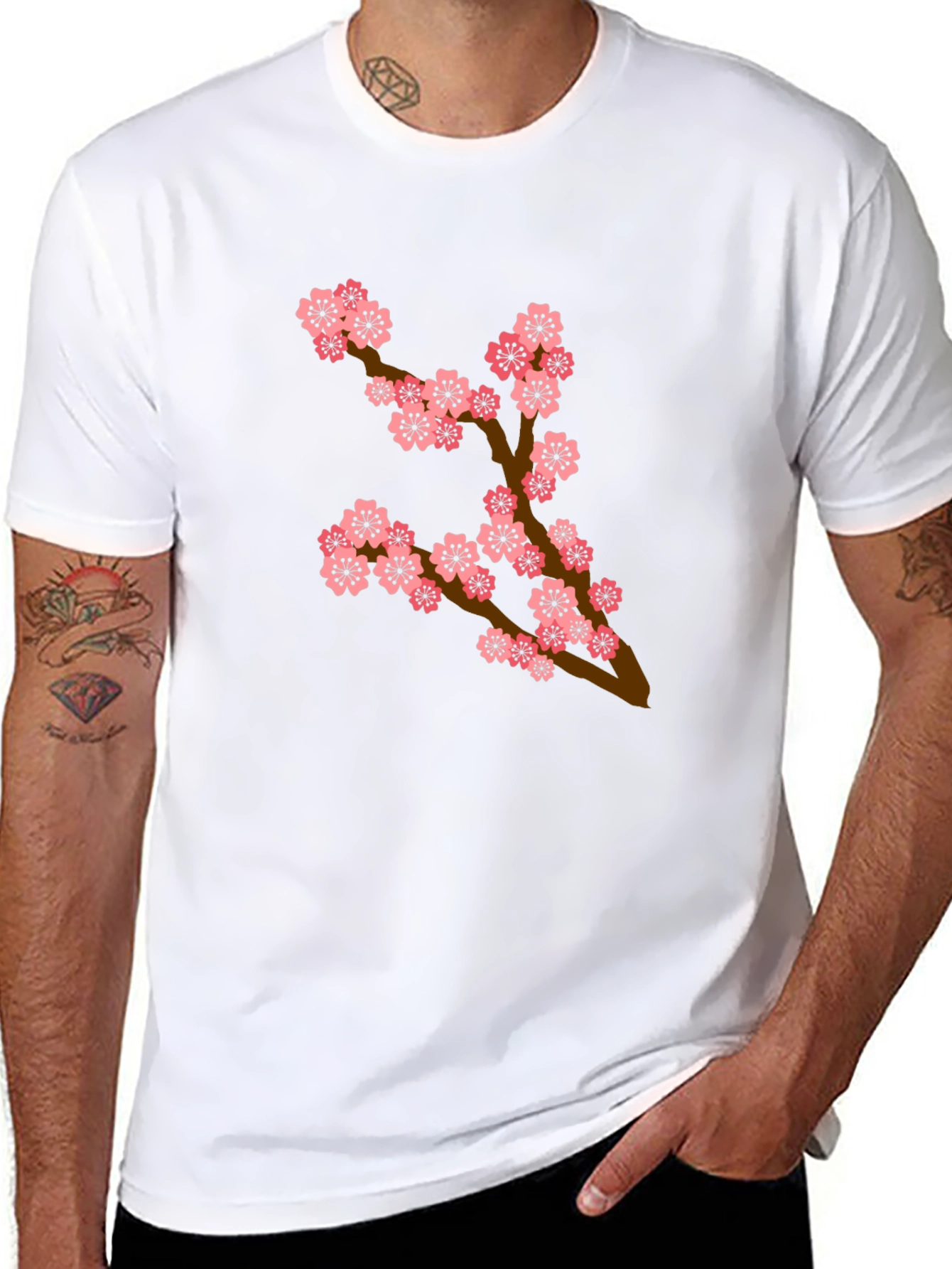 Blossom Branch T-Shirt - Casual Black Tee