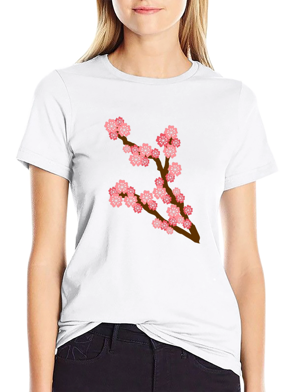 Blossom Branch T-Shirt - Casual Black Tee