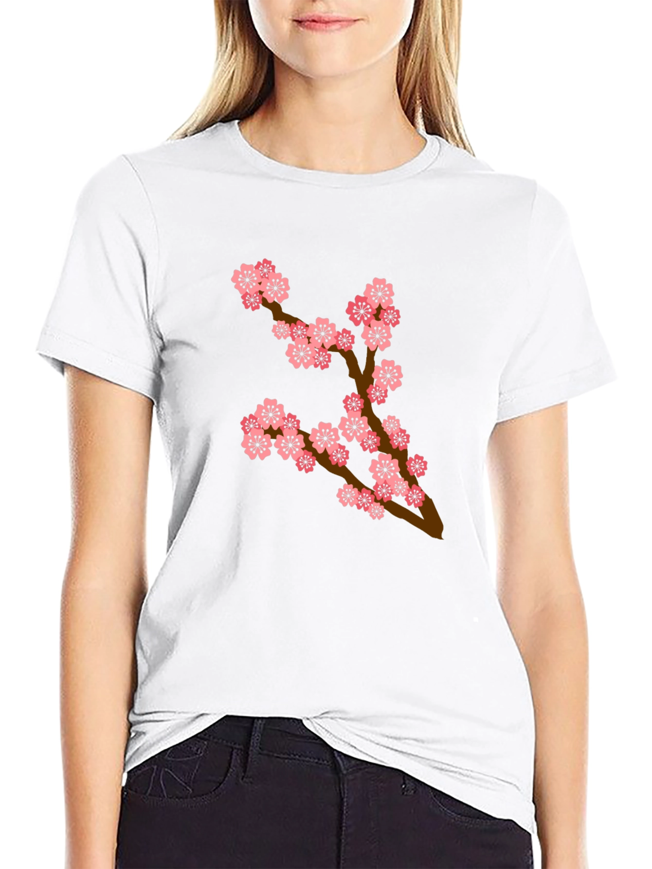 Blossom Branch T-Shirt - Casual Black Tee