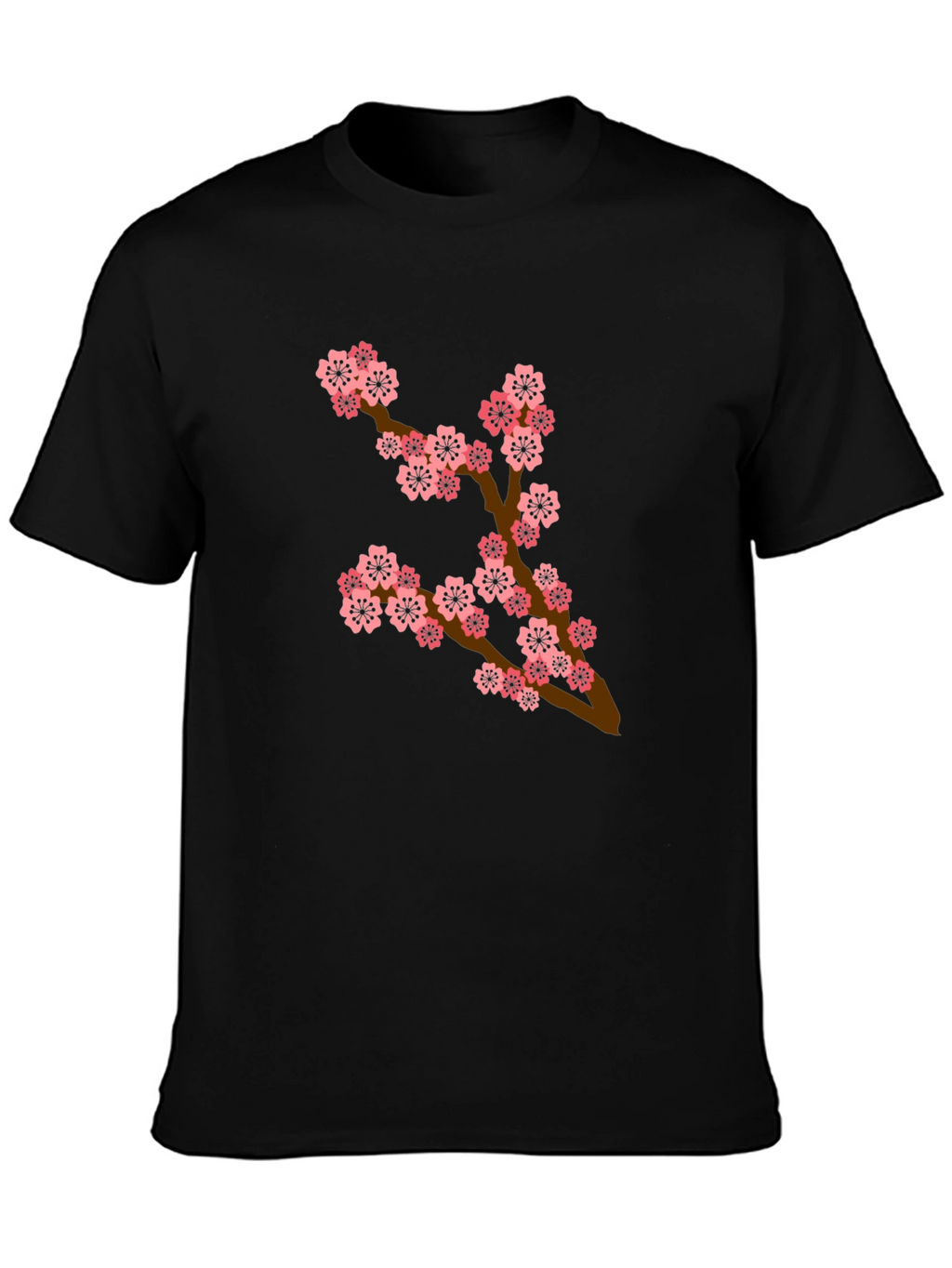 Blossom Branch T-Shirt - Casual Black Tee