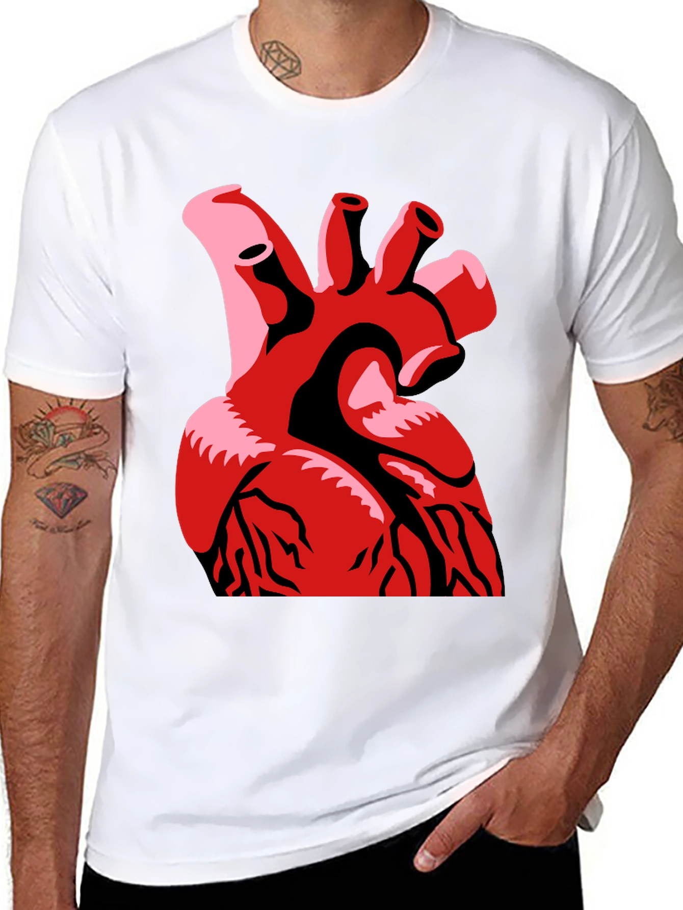 Anatomical Heart Graphic Print Black T-Shirt