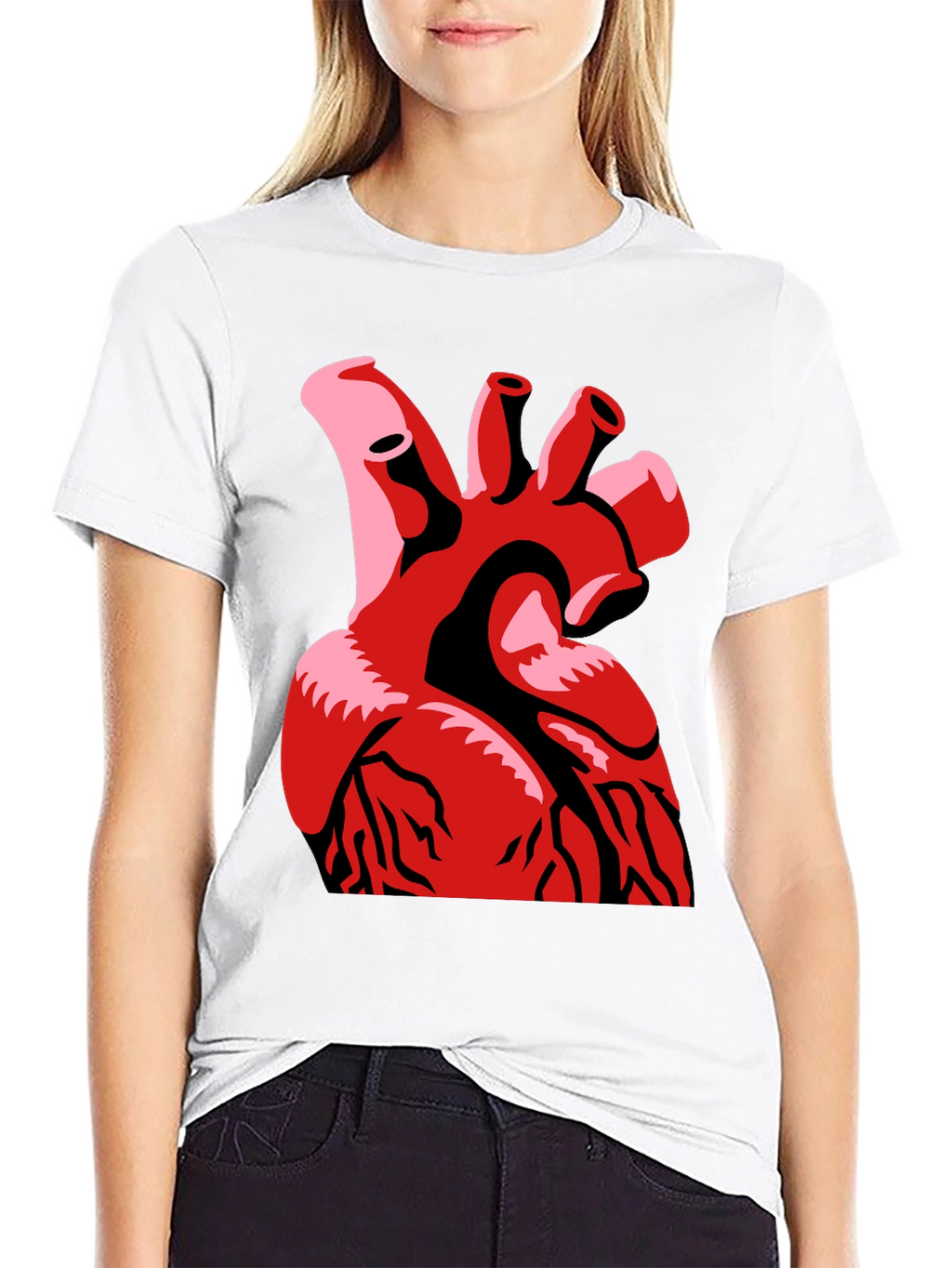 Anatomical Heart Graphic Print Black T-Shirt