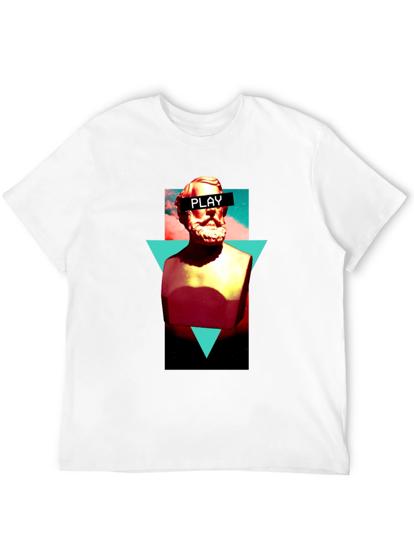 Abstract Statue Graphic Tee - Playful Mens Black T-Shirt