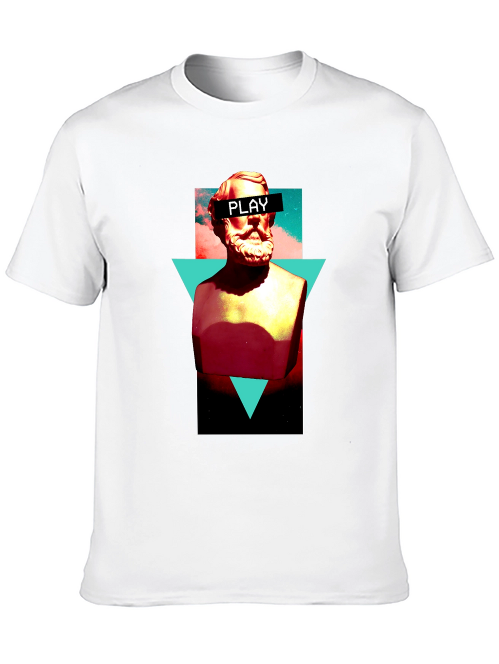 Abstract Statue Graphic Tee - Playful Mens Black T-Shirt