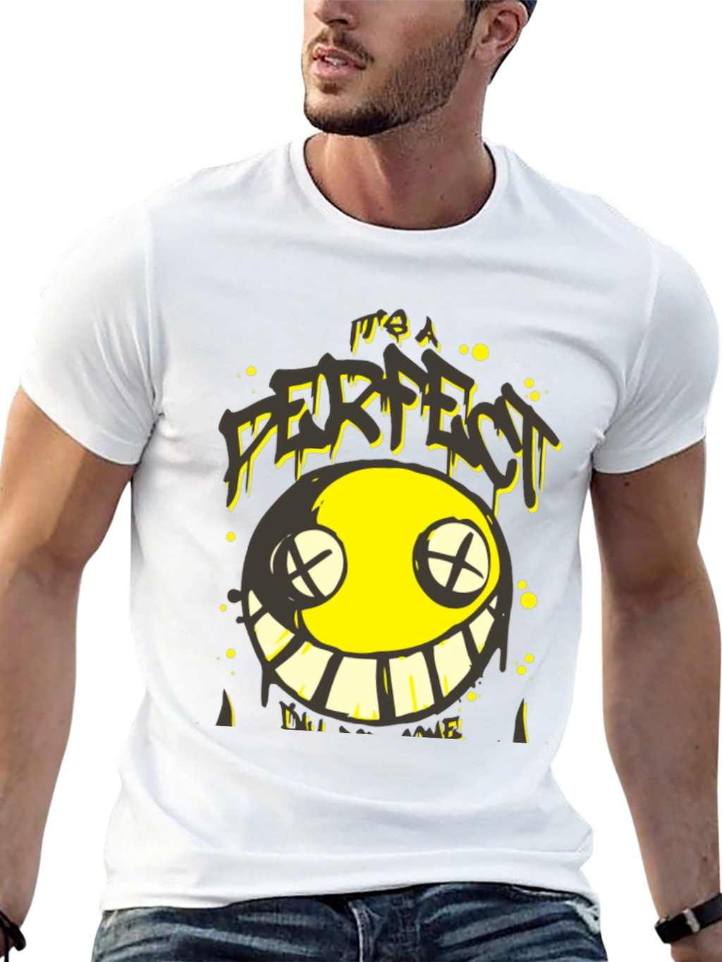 Its A FURFECT Smiley Face Black T-Shirt
