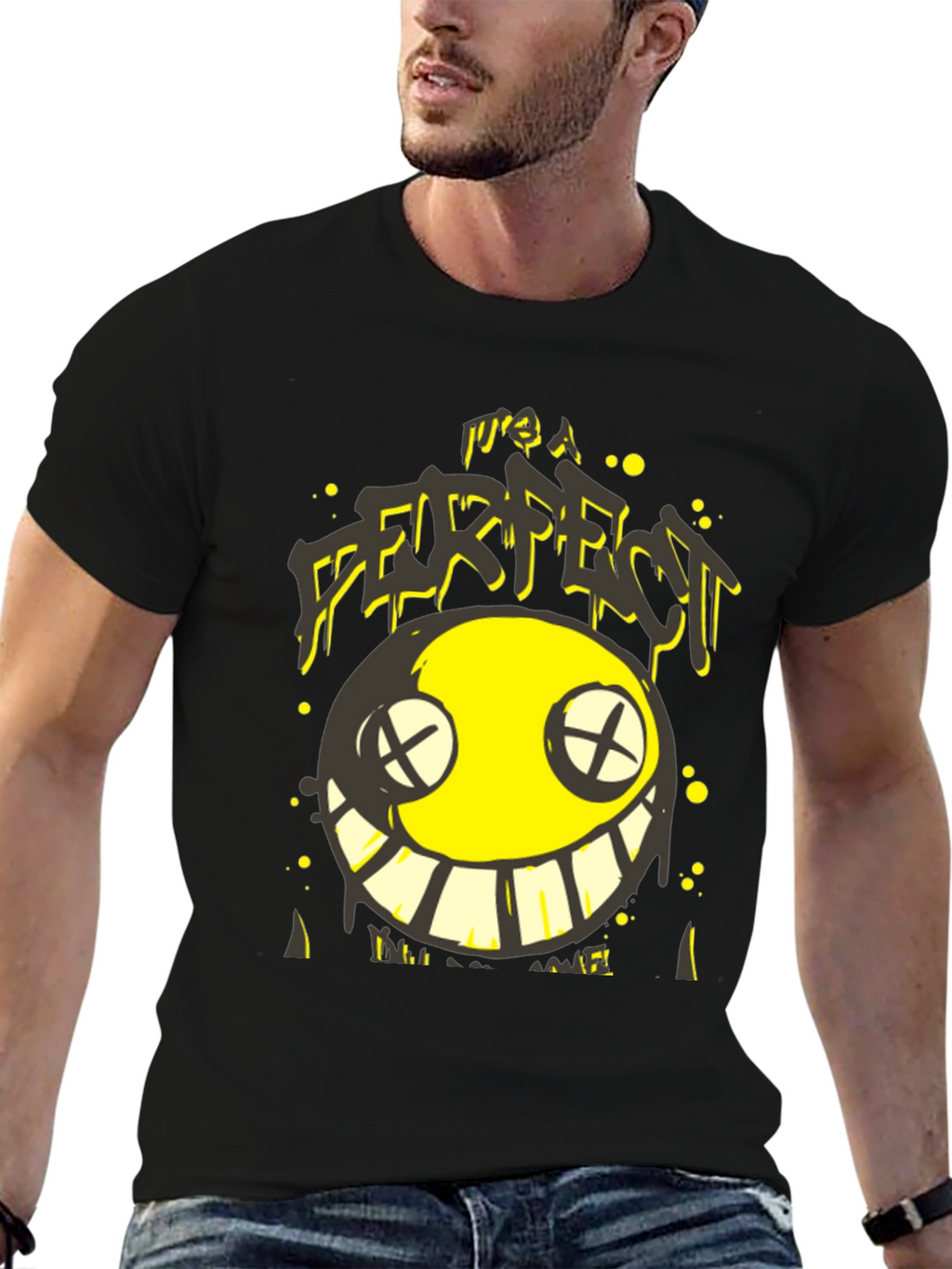 Its A FURFECT Smiley Face Black T-Shirt