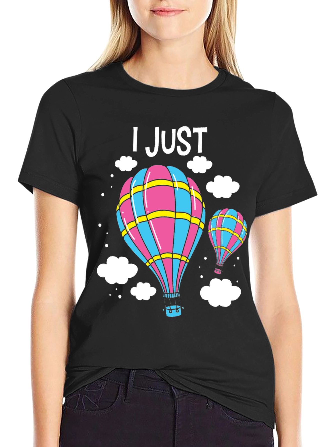 Hot Air Balloon Graphic Tee - Black