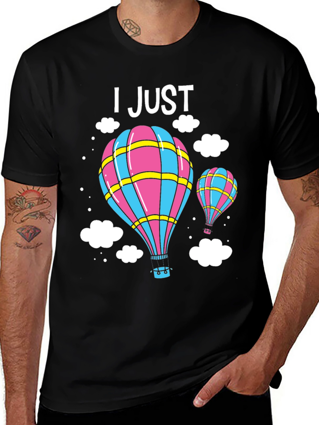 Hot Air Balloon Graphic Tee - Black