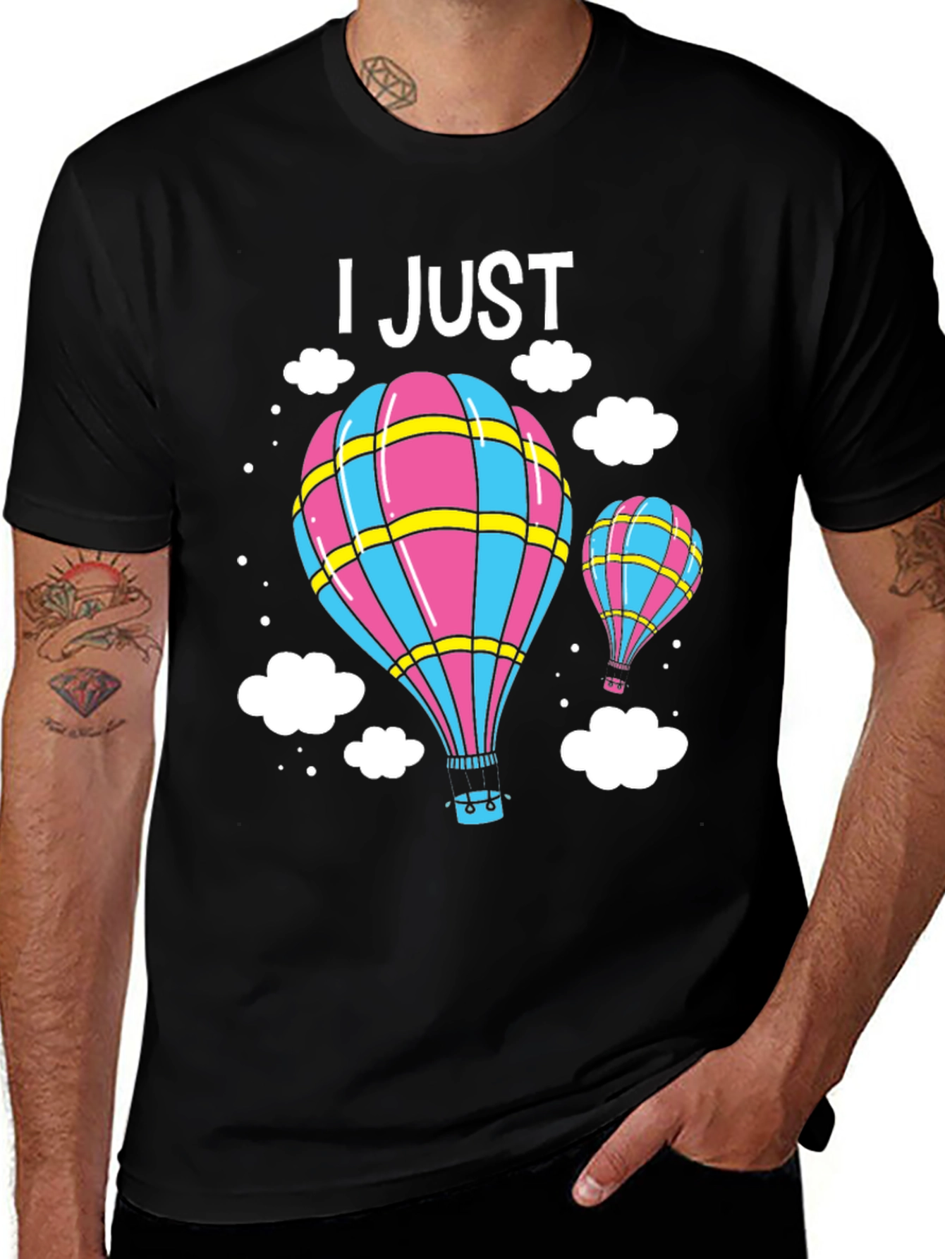 Hot Air Balloon Graphic Tee - Black