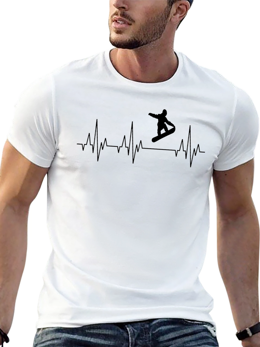 Snowboarder Heartbeat Graphic Tee