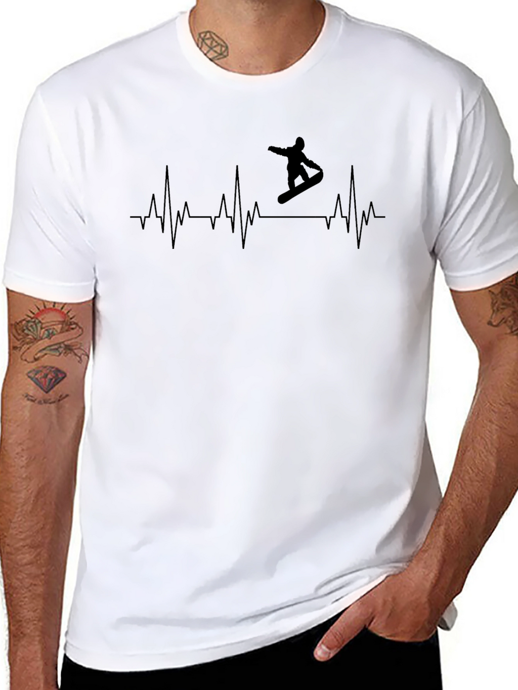 Snowboarder Heartbeat Graphic Tee