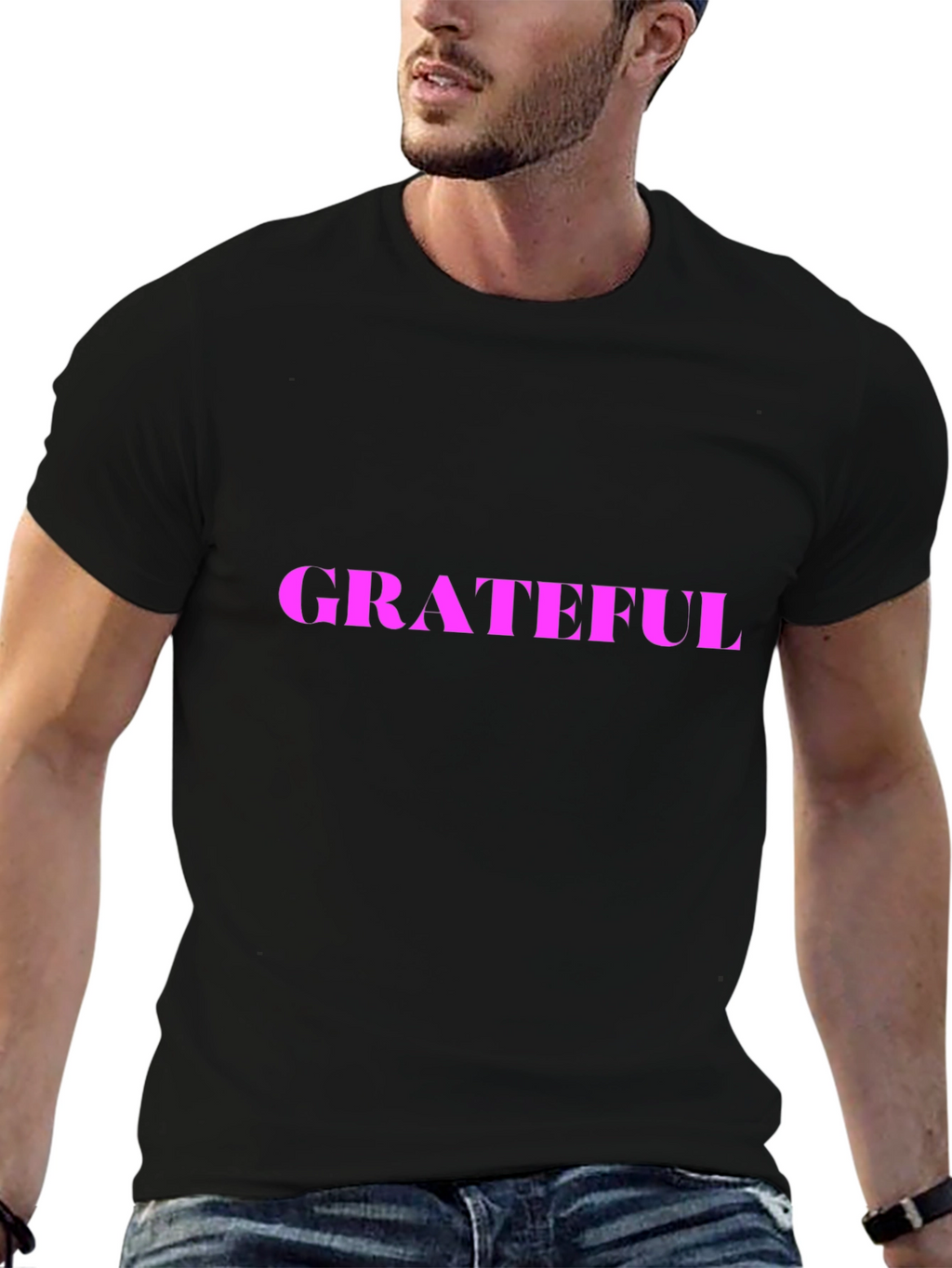 Grateful Black T-Shirt - Positive Message