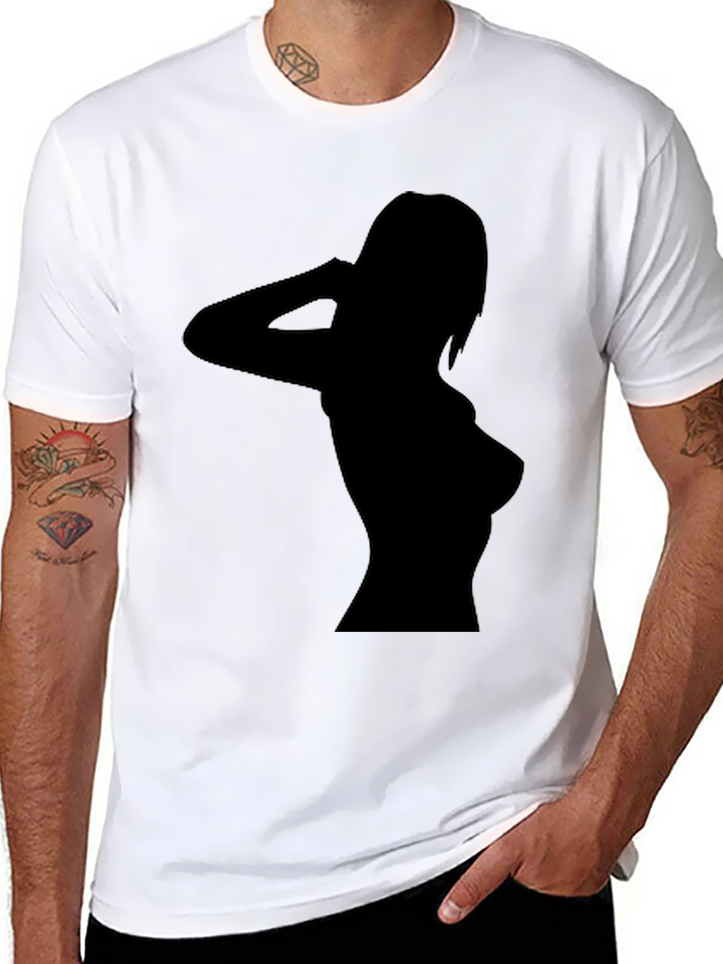 Sleek Black T-Shirt with Silhouette Design