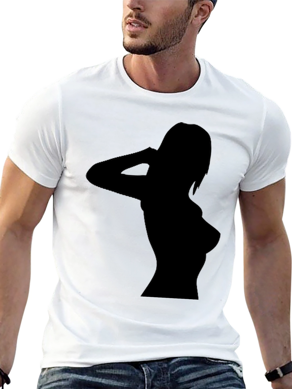 Sleek Black T-Shirt with Silhouette Design
