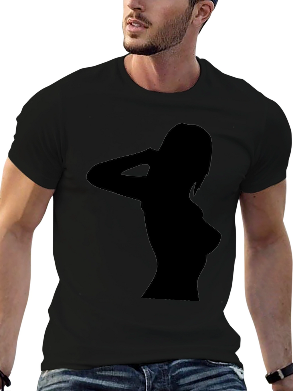 Sleek Black T-Shirt with Silhouette Design