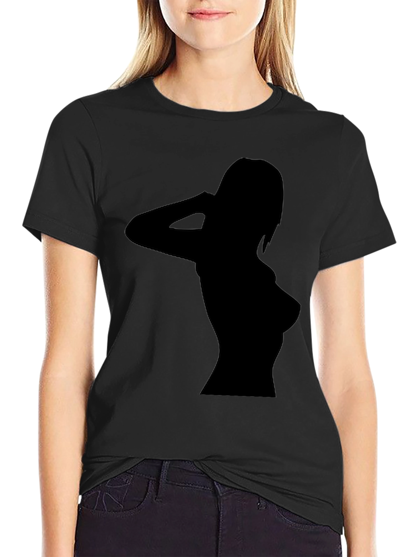 Sleek Black T-Shirt with Silhouette Design