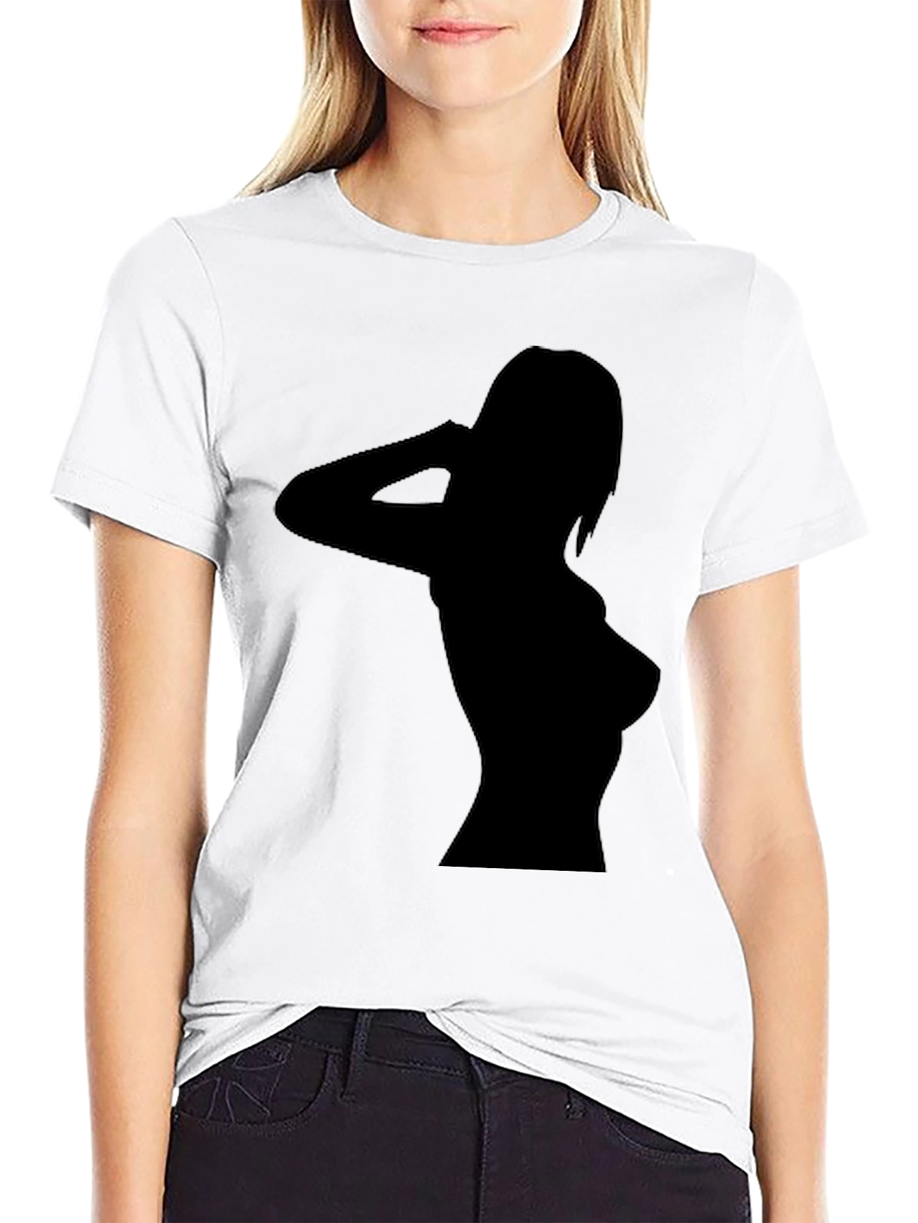 Sleek Black T-Shirt with Silhouette Design